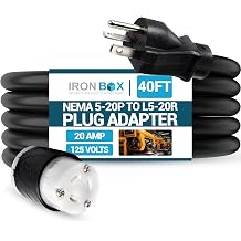 IronBox Electric NEMA 5-20P to L5-20R Plug Adapter - 12AWG, 20A, 125V, Heavy Duty Materials Molded Plug, Oil, Water & Weather Resistant Extension Cable for Tools & Equipment, Versatile Use 40 Foot
