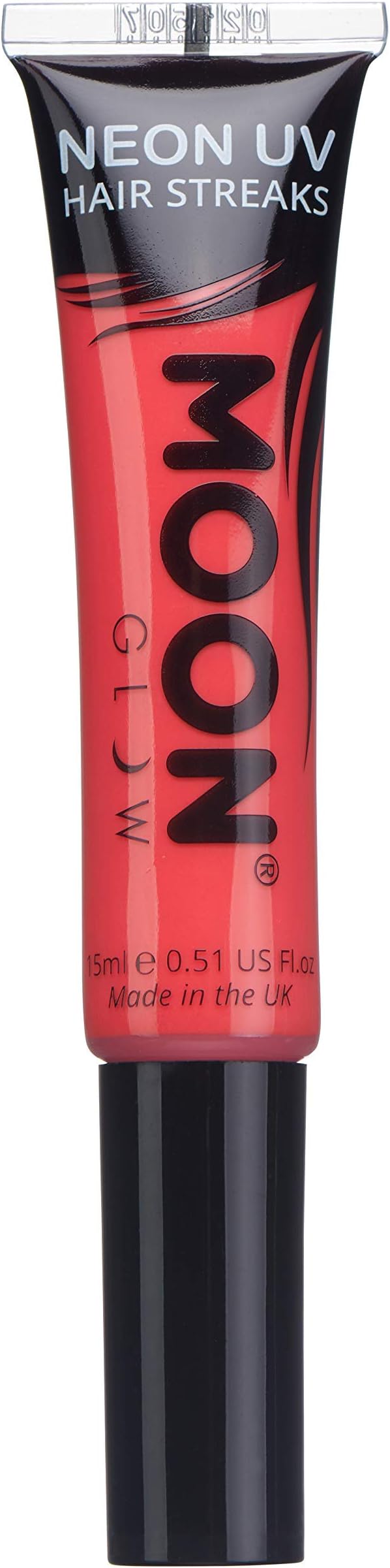 Moon Glow Neon UV Hair Colour Streaks | Red | Hair Mascara - Temporary Wash out Hair Dye | Bright Neon Colour, Glows under UV Lighting