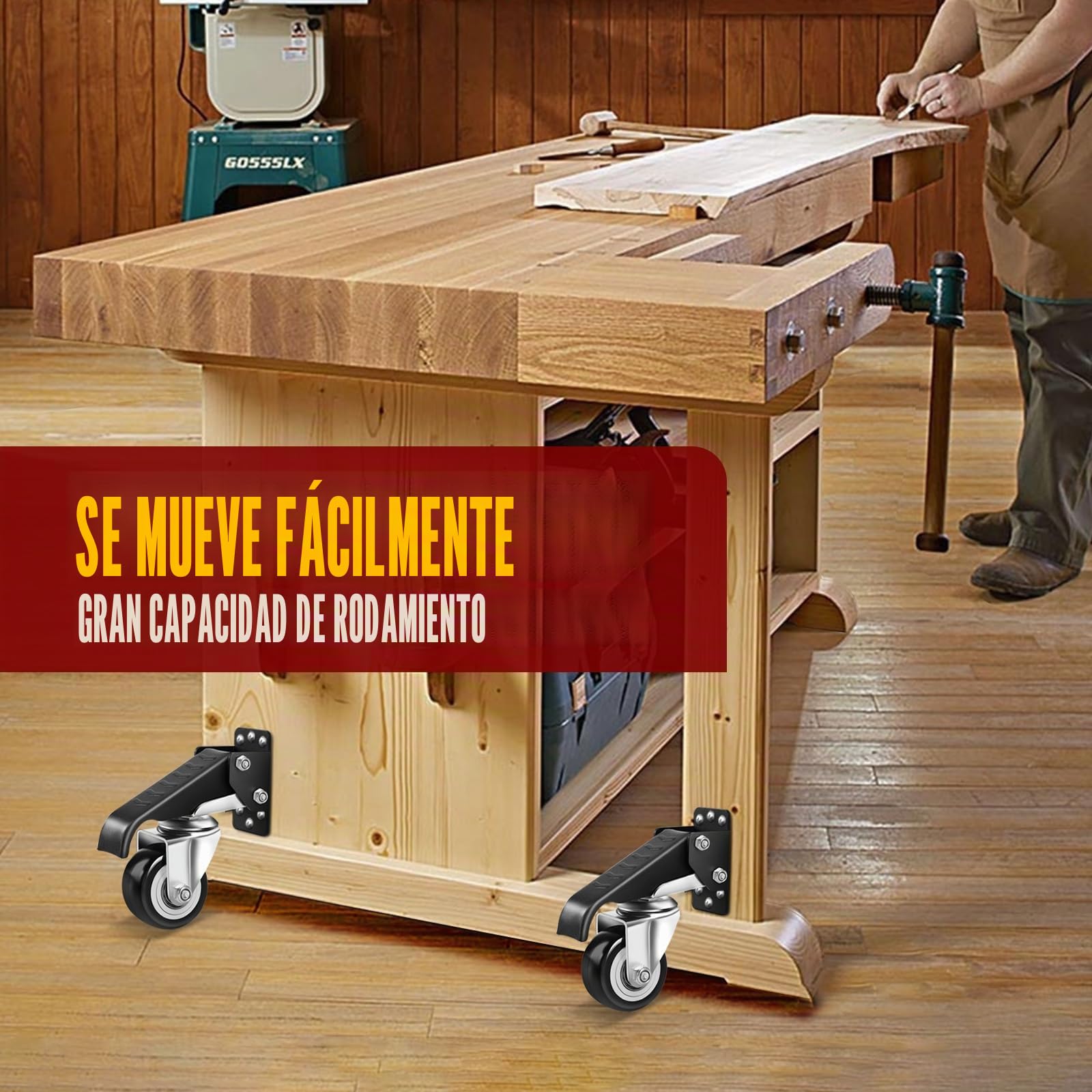 Yeabett Ruedas resistentes de 270 kg, ruedas retráctiles para bancos de trabajo, mesas y equipos, 4 unidades