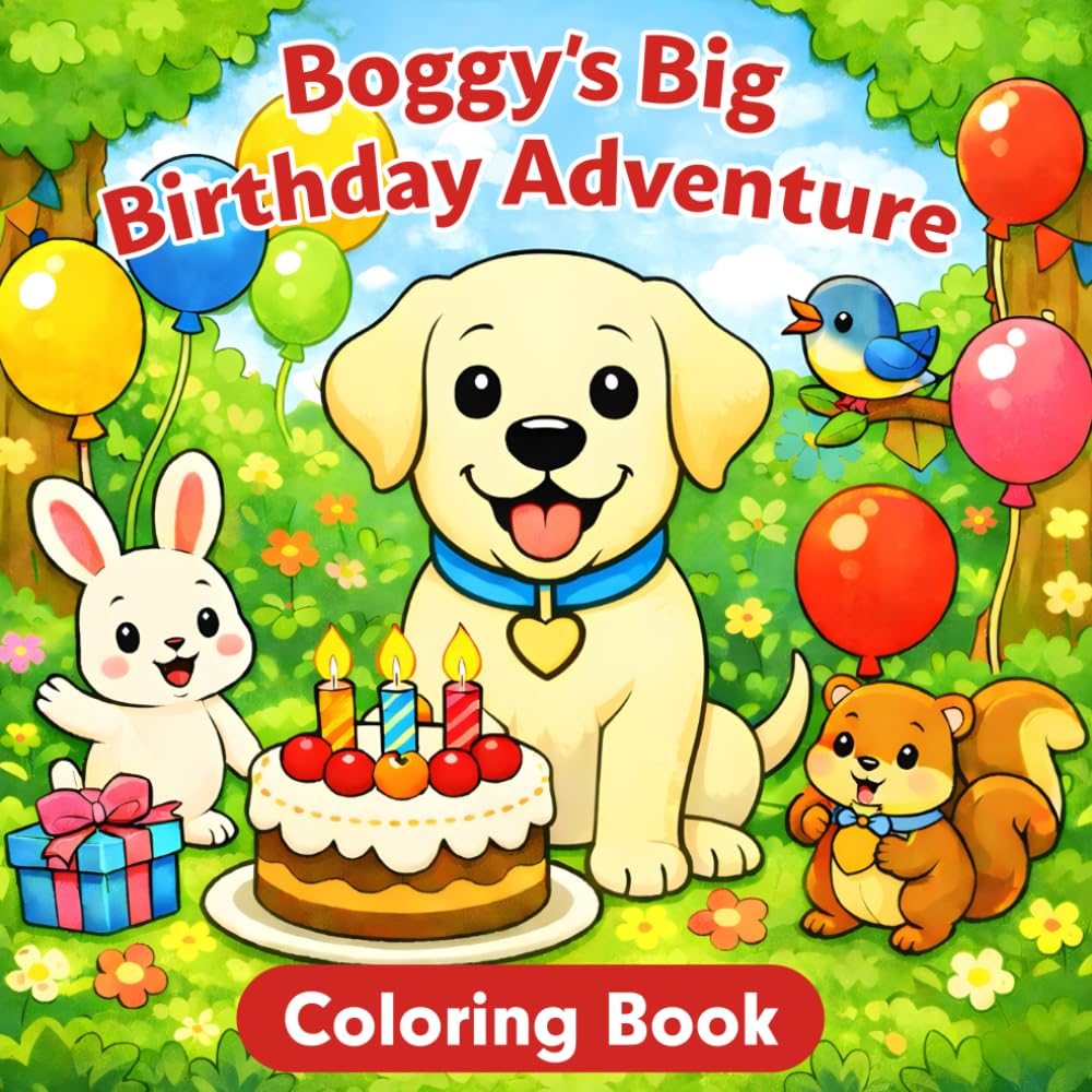 Boggy’s Big Birthday Adventure!: Puppy Coloring Book (Boggy’s Adventures Coloring Books)