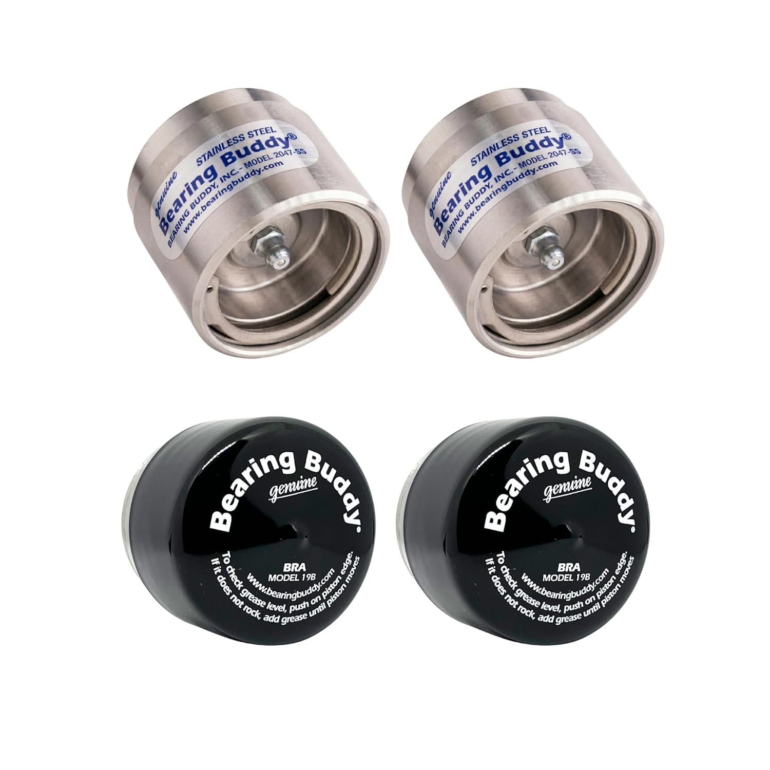 Bearing Buddy 2047-SS - ONLY Fits 2.047" Inside Diameter Hubs - USA-Made Stainless Steel Bearing Protector with 19B Bra - for Boat, Horse, RVs, & Utility Trailers