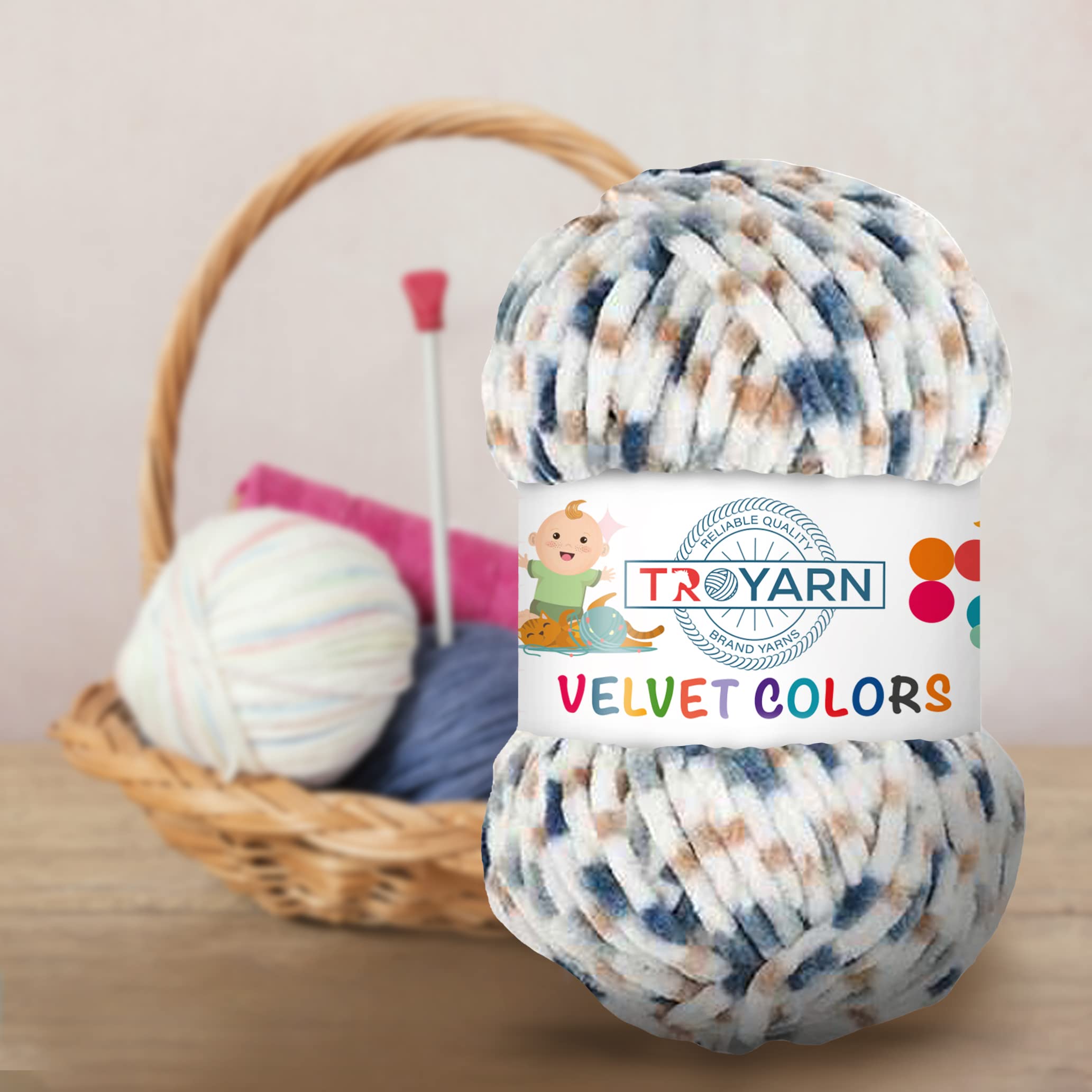 Troyarn Velvet Colors Chenille Baby Blanket Yarn Amigurumi Yarn for Crocheting and Knitting Super Bulky 100 gr (131 yds) (10211)