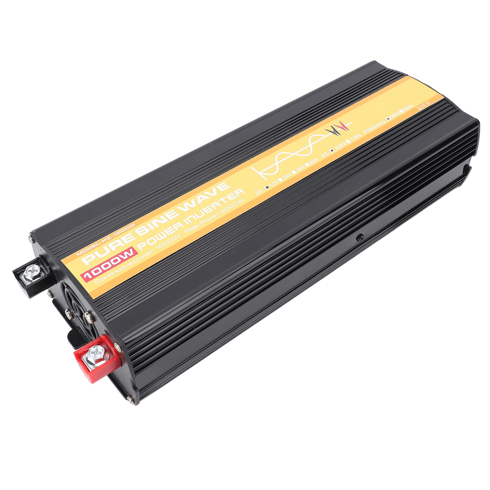 Greensen Falownik Sinusoidalny o Mocy 1000 W, Samochodowy Falownik Solarny ABS DC 12 V z Wyświetlaczem LCD, Moc Szczytowa 2000 W, Dwa Porty USB, Gniazdko Sieciowe, Wskaźniki LED do Wycieczek