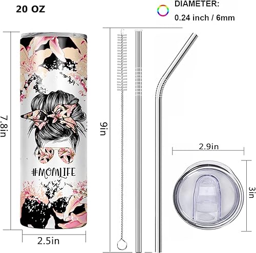 Miniatura 8 de SupBo Vaso delgado de 20 onzas con tapa y pajilla regalos para mujeres regalos de cumpleaños para mamá taza de viaje para amigos acero inoxidable