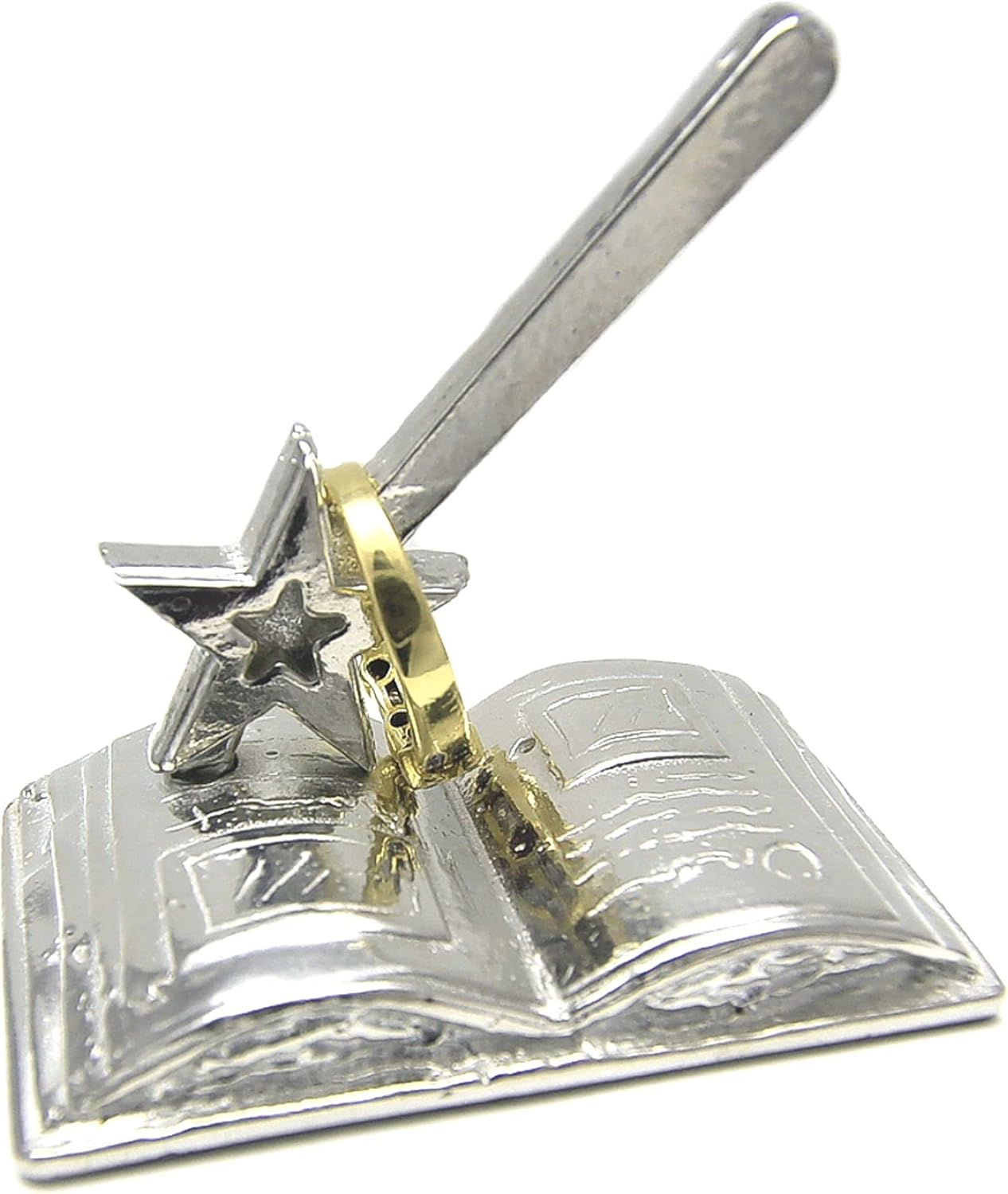 Fairy Wand on Open Storybook Pewter Ring Holder - Gift boxed with Story Card - Handcrafted in USA (Shipped from Artist Studio)