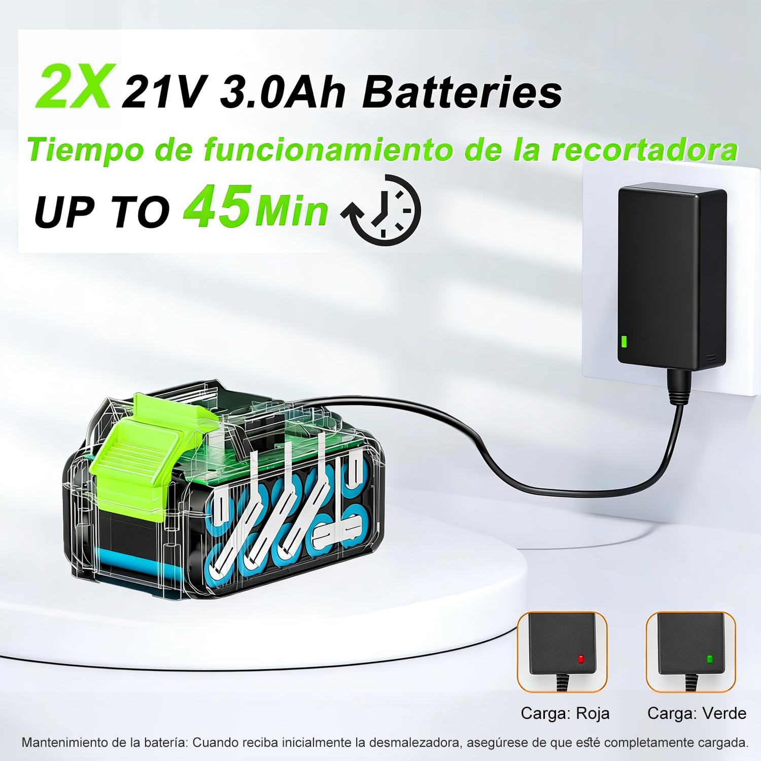 Desbrozadora Bateria, Recortabordes Eléctrico con 2 3.0Ah baterías y Cargador rápido, Recortabordes baterías y Cortadora de Bordes 2 en 1, Desbrozadora Electrica Adecuado para Cortar césped de jardín — view 4