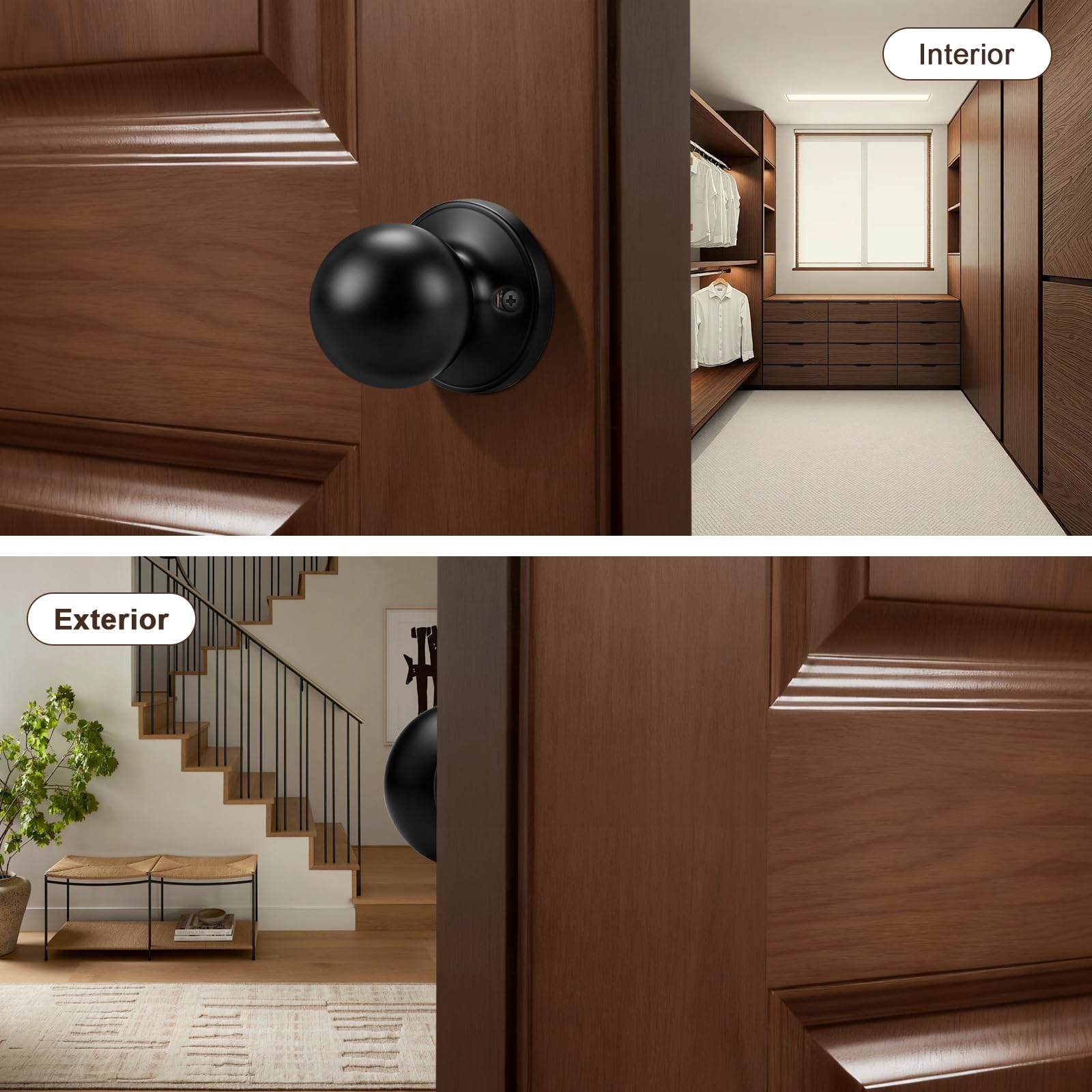 Brotima Matte Black Round Dummy Door Knob,One-Half Side Knob Only,Non-Locking No Latch for Interior Use, 53.3mm (Knob) - Image 4