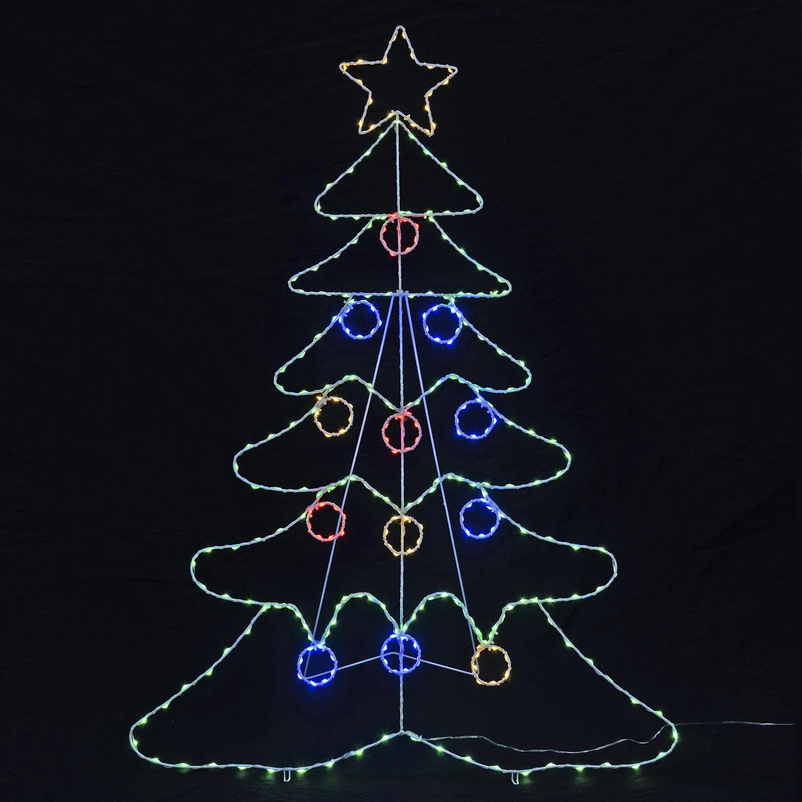 Mr Crimbo Large Christmas Silhouette Light Multicolour Static Metal Frame Garden Outdoor Decoration - Christmas Tree
