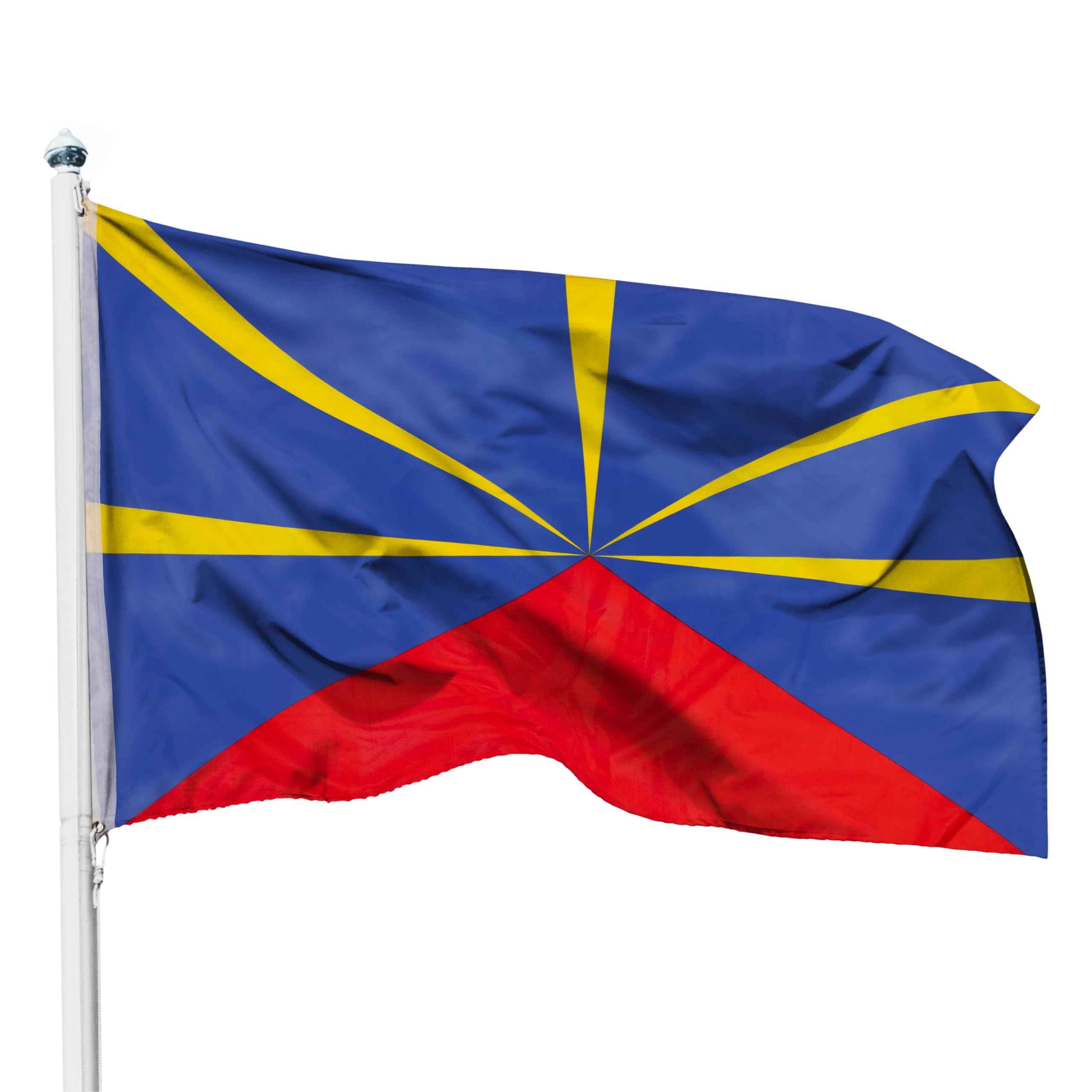 PHENO FLAGS Flaga La Réunion, 90 x 150 cm, odporna na warunki atmosferyczne i rozerwanie, idealna dekoracja dla miłośników Francji, flaga do podnoszenia do użytku wewnątrz i na zewnątrz