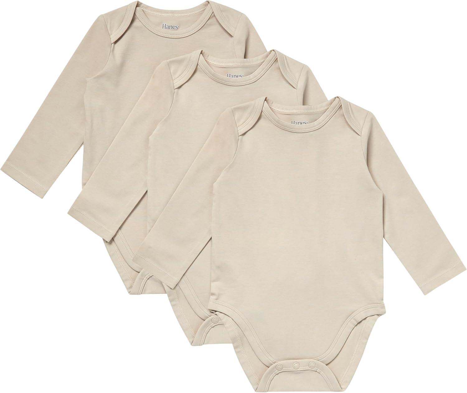 Hanes Unisex Baby Pure Comfort Long Sleeve Bodysuits, Infant Bodysuits, Boys & Girls, 3-pack