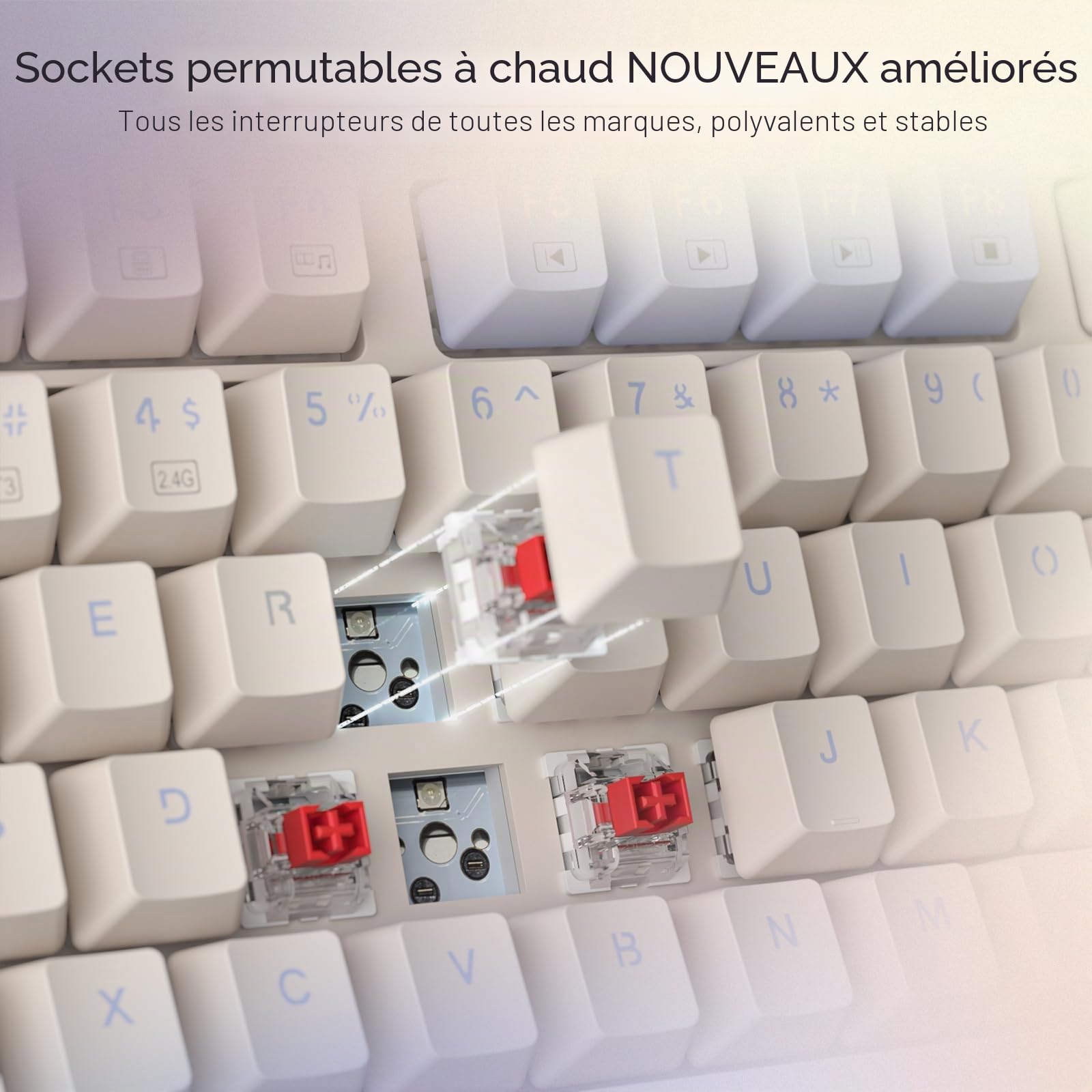 Redragon K673 Pro Clavier Mecanique sans Fil Gasket 75 81 Touches Molette