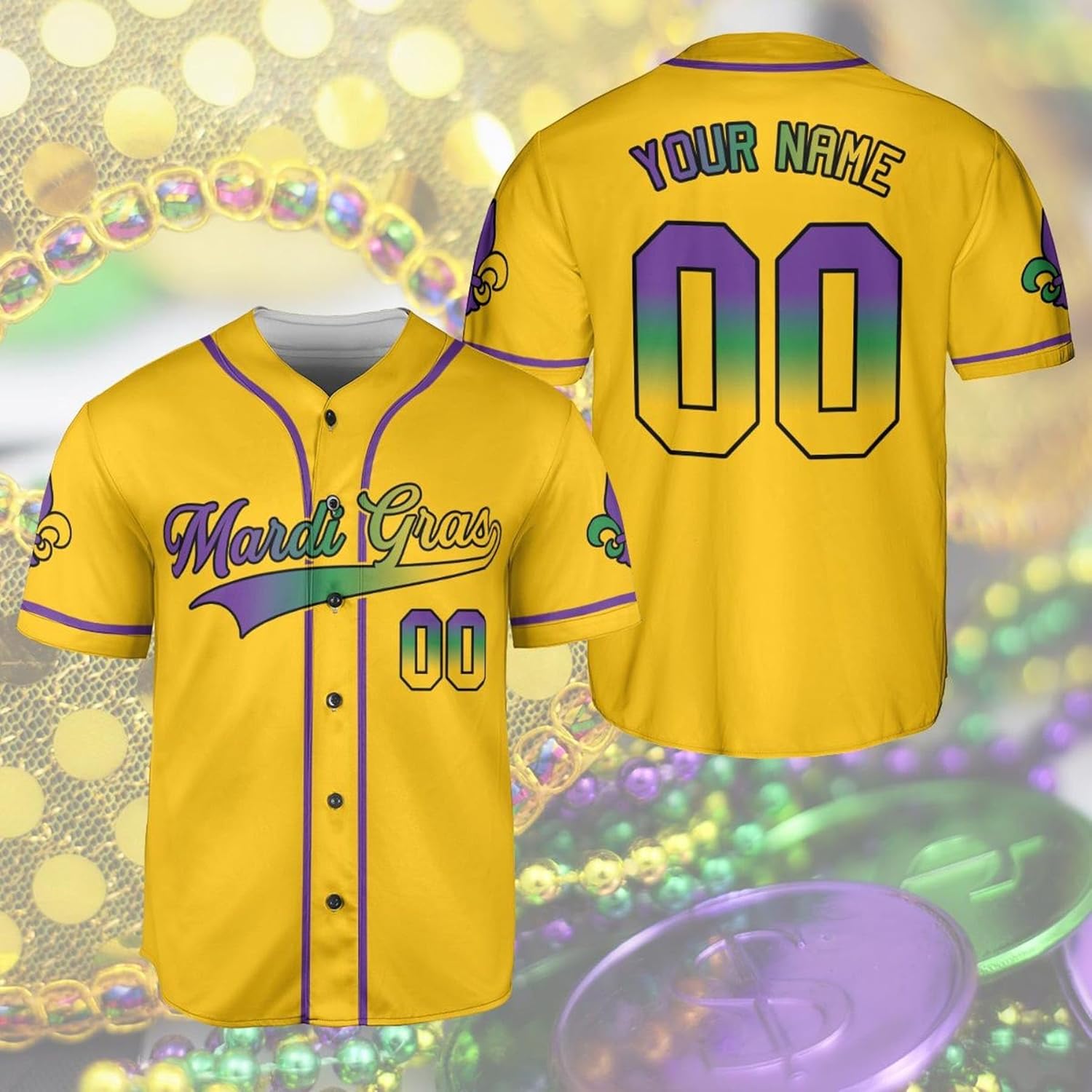 Personalized Baseball Jersey - Custom Name & Number Parade Jersey, Mardigras Squad Jersey, Louisiana, Fat Tuesday Gifts A1 Black