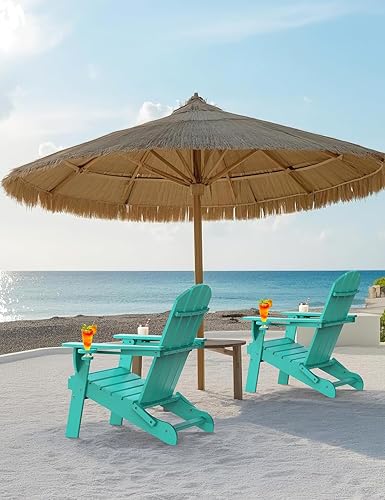 Miniatura 2 de Silla Adirondack plegable, sillas Adirondack de plástico texturizado de madera con soporte para 2 tazas, silla para hoguera de polietileno de alta