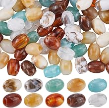 100Pcs 10 Colors African Hair Beads Soft Hair Braiding Beads Colorful Barrel Oval Large Hole Jumbo Acrylic Opaque 13x17mm Smooth Loose Spacers for Hairstyle Jewellery Macrame DIY Making Craft