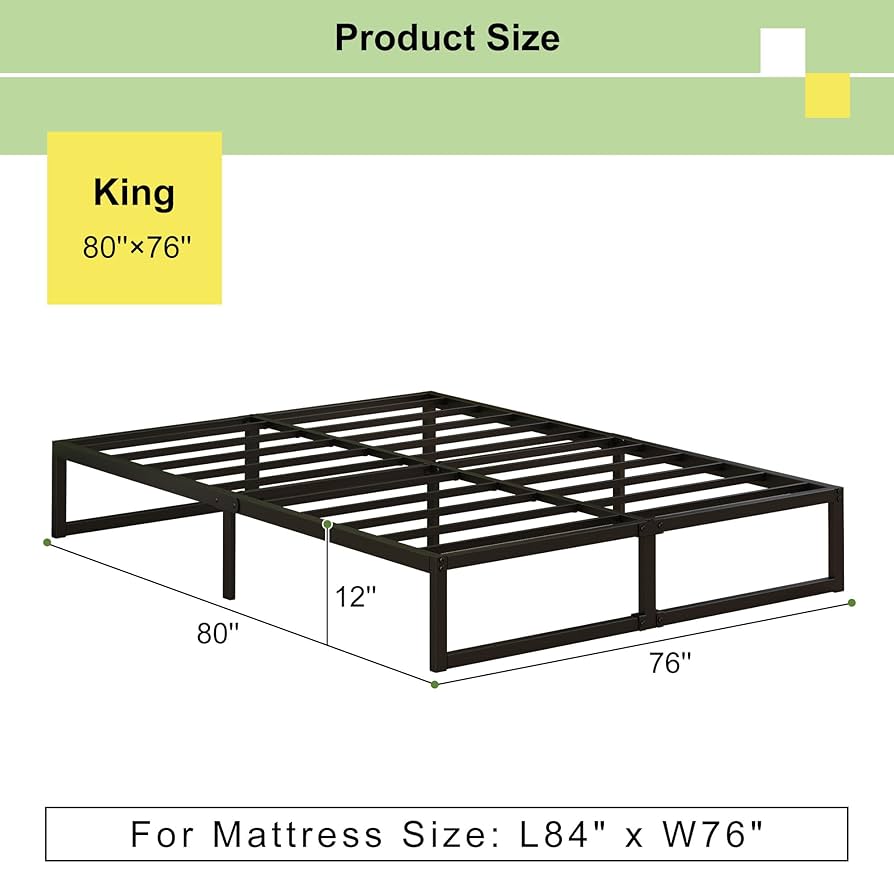 Amazon.com: EMODA 12 Inch King Size Bed Frame No Box Spring