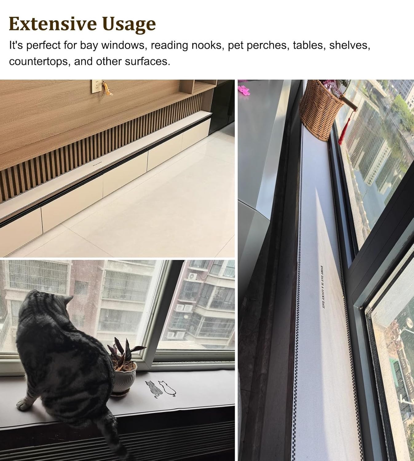 Non-Skid Diatomaceous Window Sill Mat - Stylish 250x40cm Dust-Proof Cushion for Indoor Windowsills & Balcony Ledges, Perfect Home Decor Solution