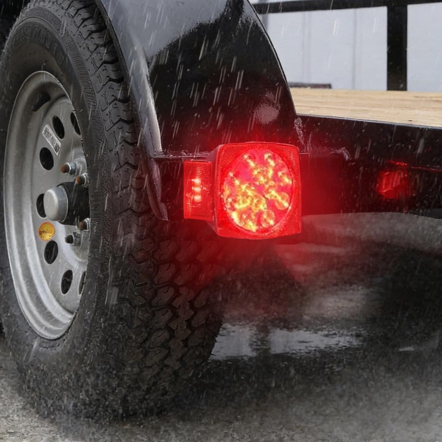12V LED Submersible Trailer Lights, Left & Right Square Tail Lights with Stop Tail Turn Signal, DOT Compliant for Trailers Under 80" Wide