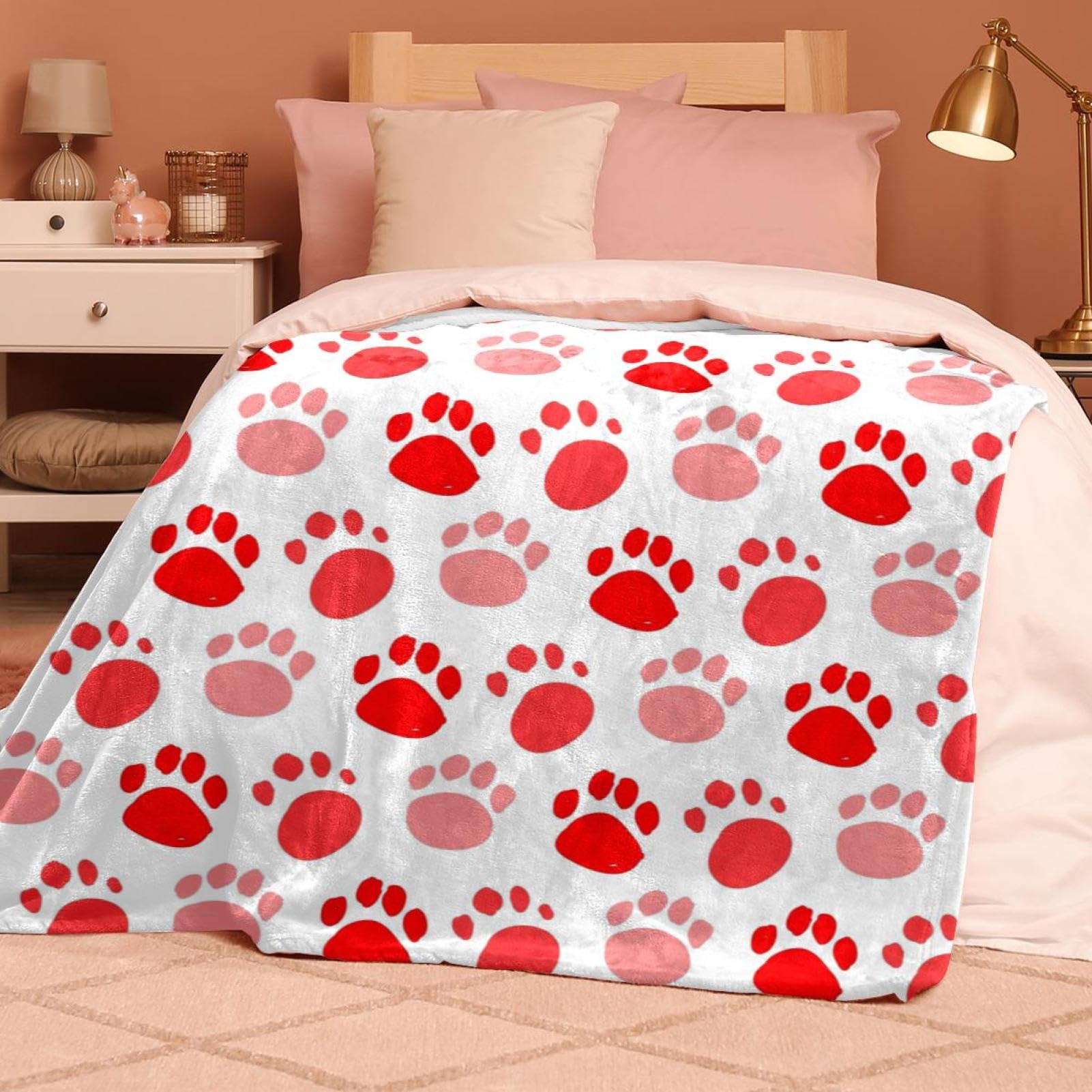Couverture Polaire Pattes De Chien Couverture Plaid Chaude Douce pour Lits Canapés Chaises Divans 150×200cm