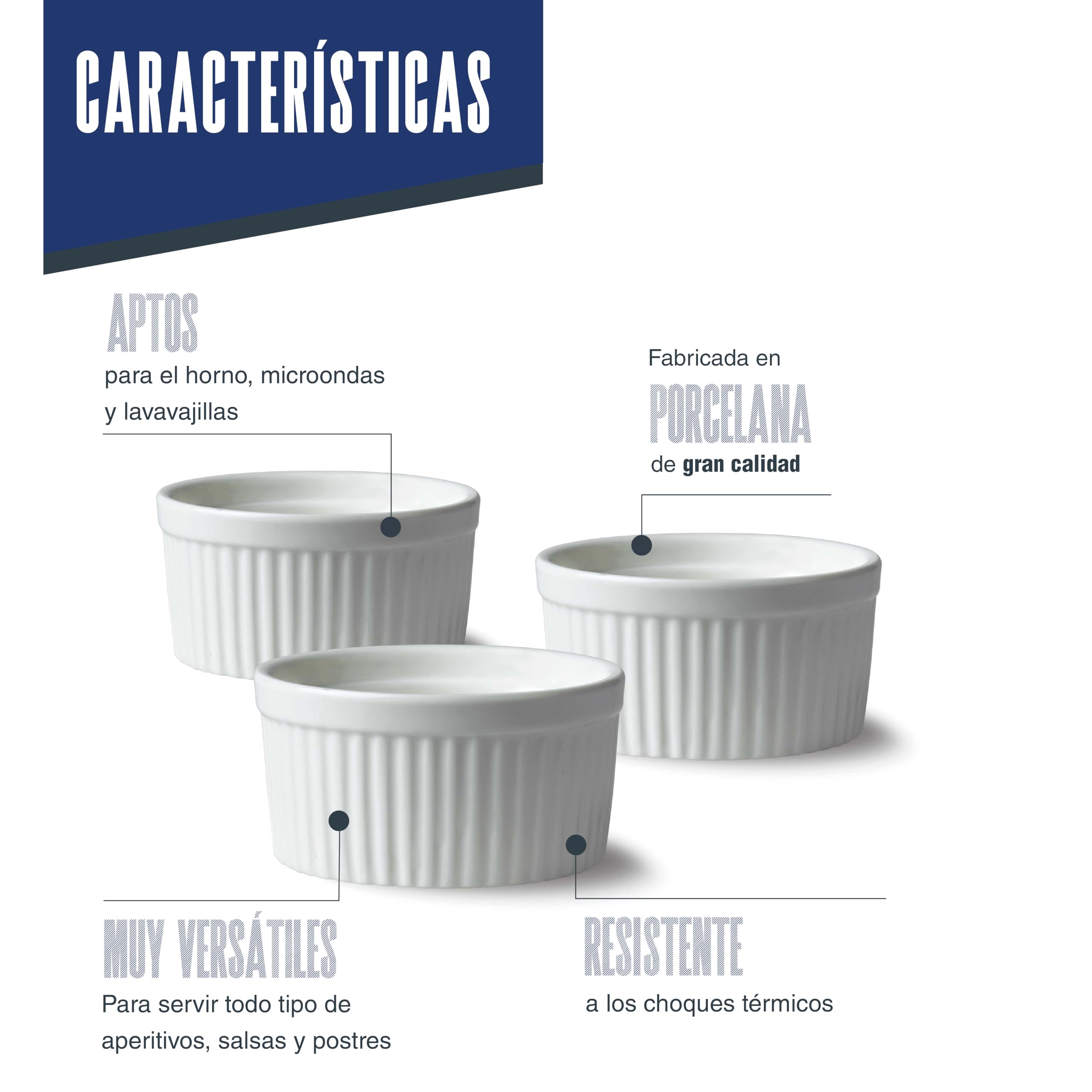 Set Di 3 Stampini In Porcellana Lacor - Perfetti Per Soufflé E Dessert - Foto 2