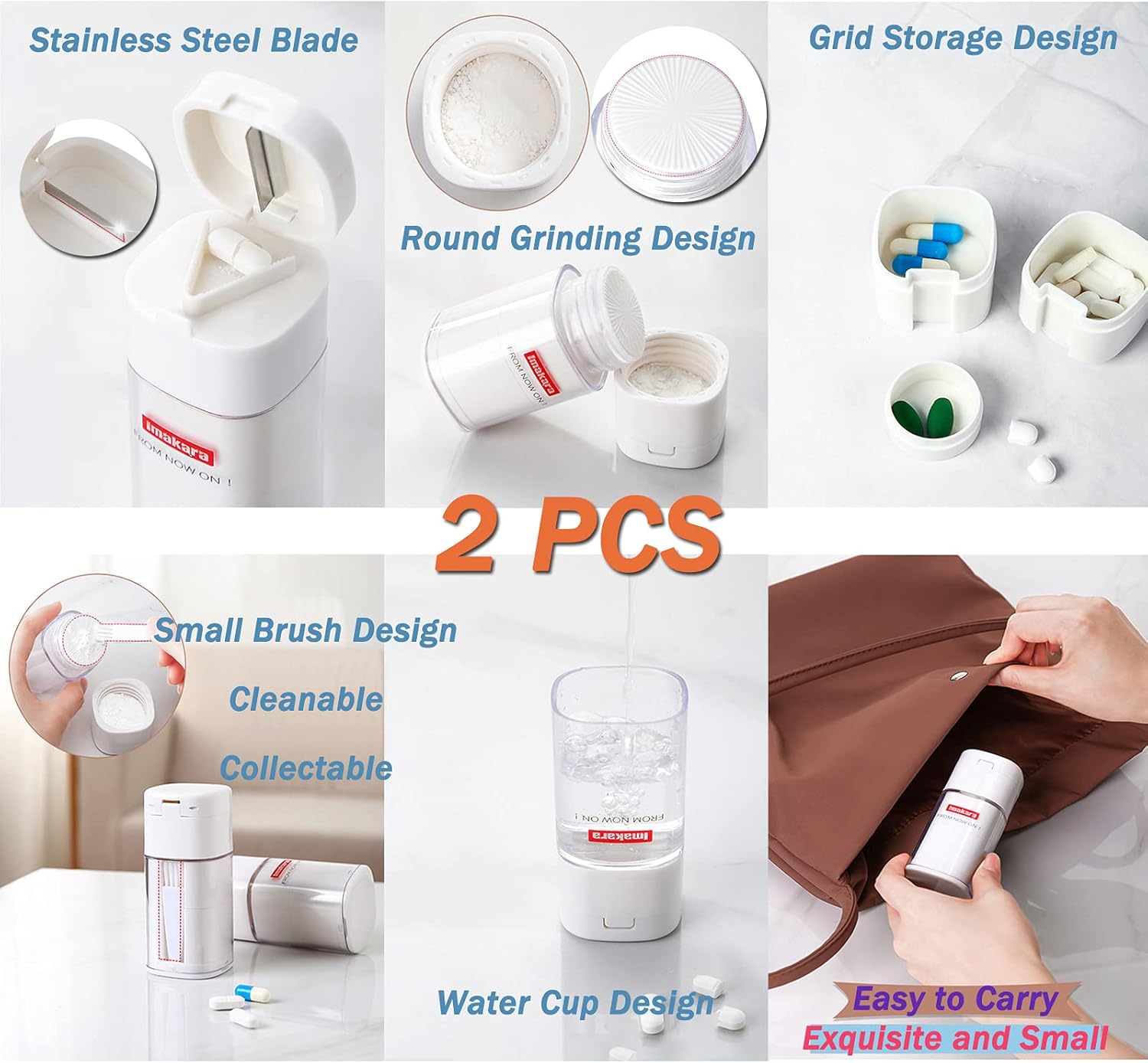 Mr Yan 2PCS Pill Grinder Pulverizer Crusher and Splitter - Multifunctional 5 in 1 Household Medication Smashing Pills, Vitamins Tablets, Used for Drug Feeding of Children. : Health & Household