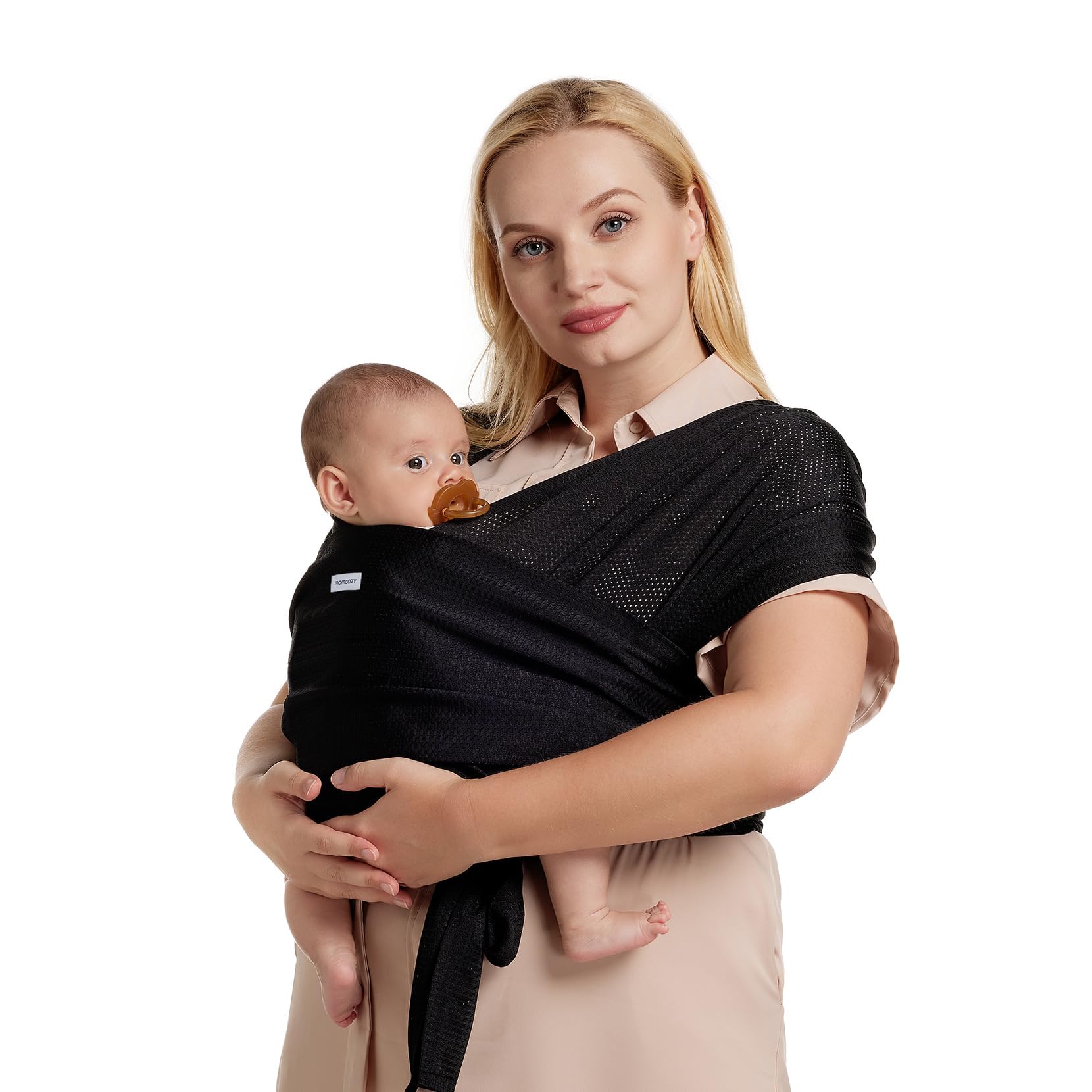 Momcozy Fascia Neonato AirMesh – Portabebè Estivo per l’Acqua (3,6–16 kg) – Traspirante e Leggero, Ideale per Piscina e Spiaggia, Nero