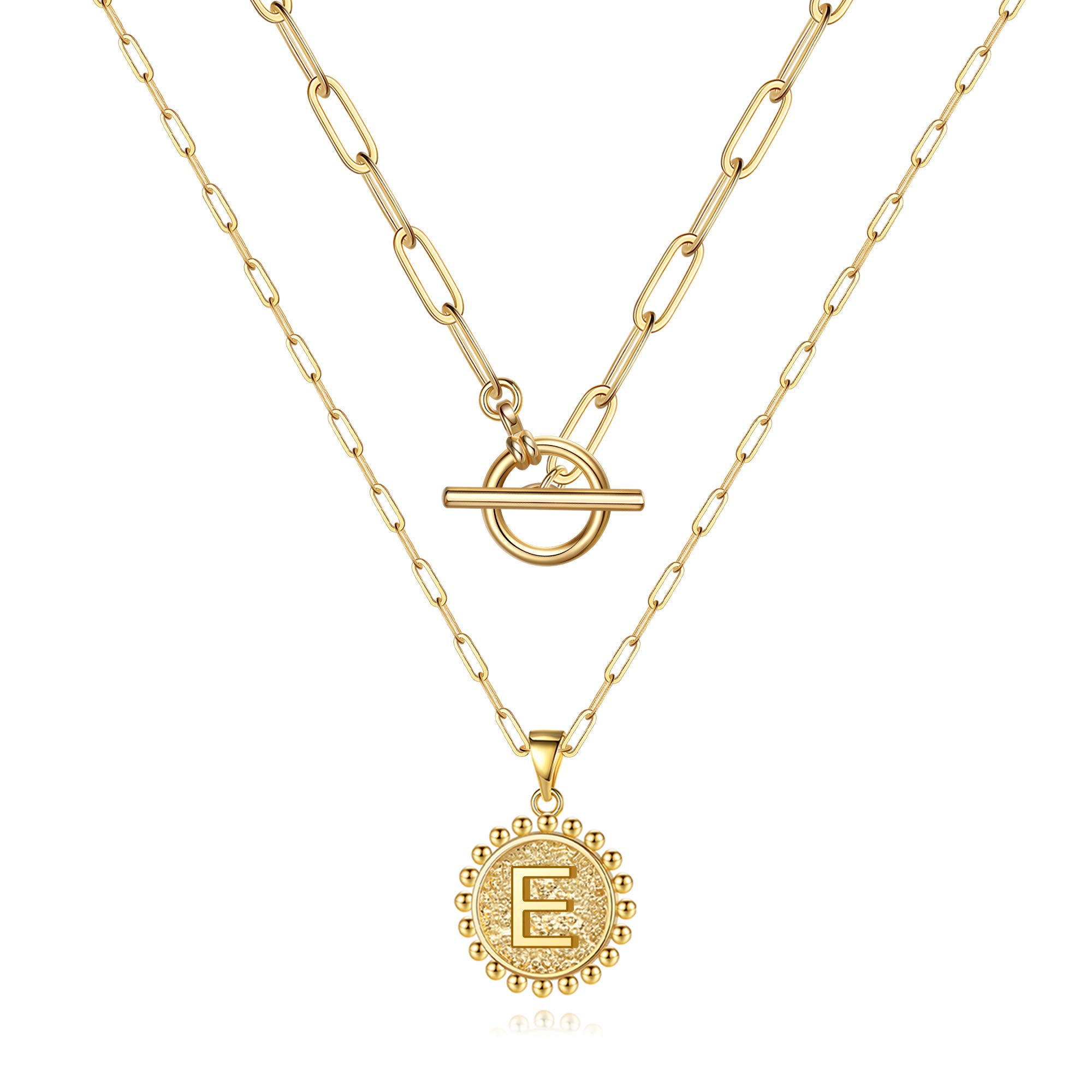 Collier en or plaqué 14K véritable avec médaille initiale gravée - 5