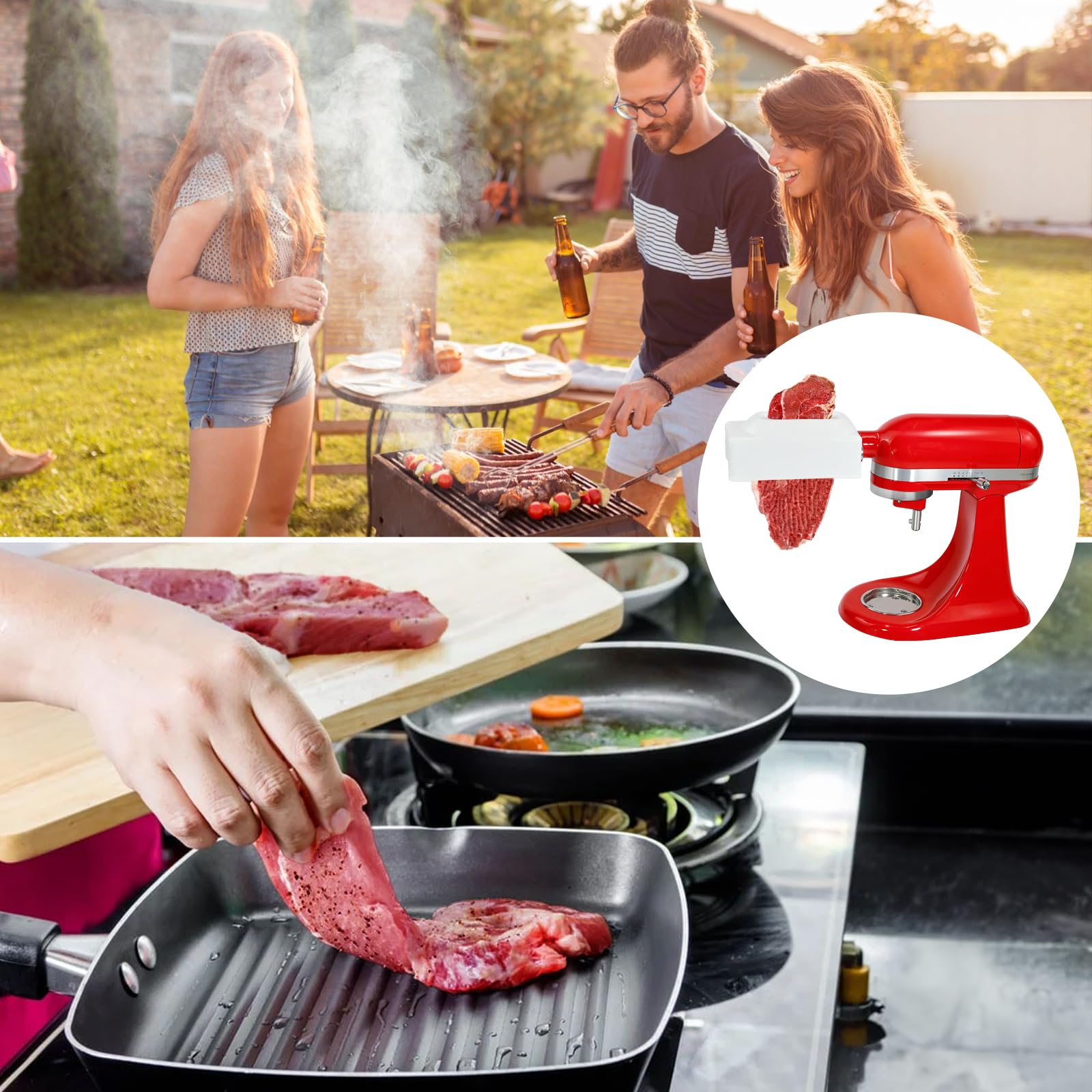 Elektrischer Fleischklopfer Aufsatz für alle KitchenAid Standmixer, KitchenAid Zubehör, Fleischklopfer mit Edelstahl-Zahnrädern, Werkzeug