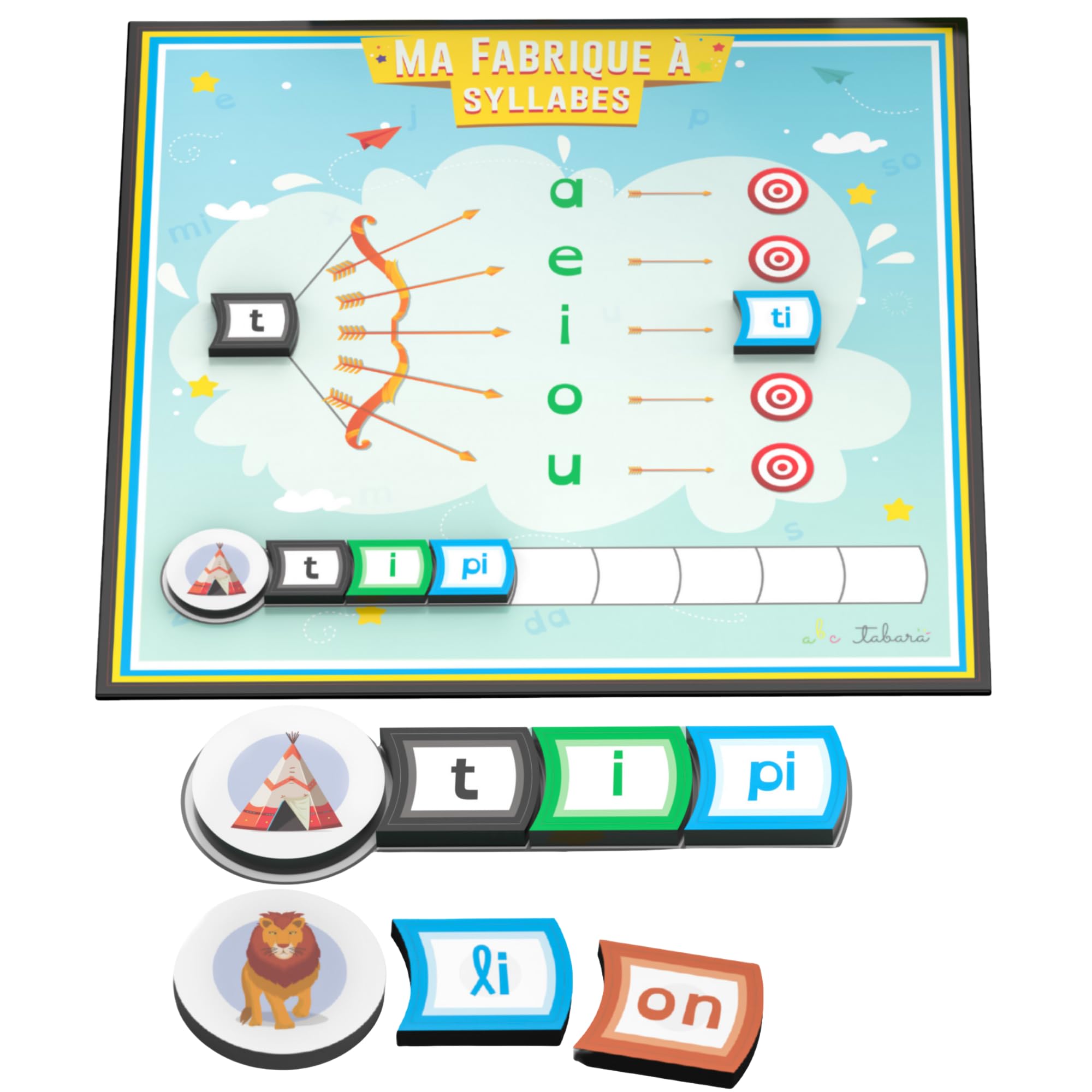 Jeu éducatif magnétique avec arc de lecture phonologique pour composer les mots