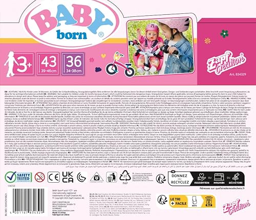 BABY born Bicycle Seat - Doll bicycle seat for 36cm & 43cm large dolls - With Velcro system & 3-point belt - Premium doll accessories - Suitable for children from 3 years - Image 17
