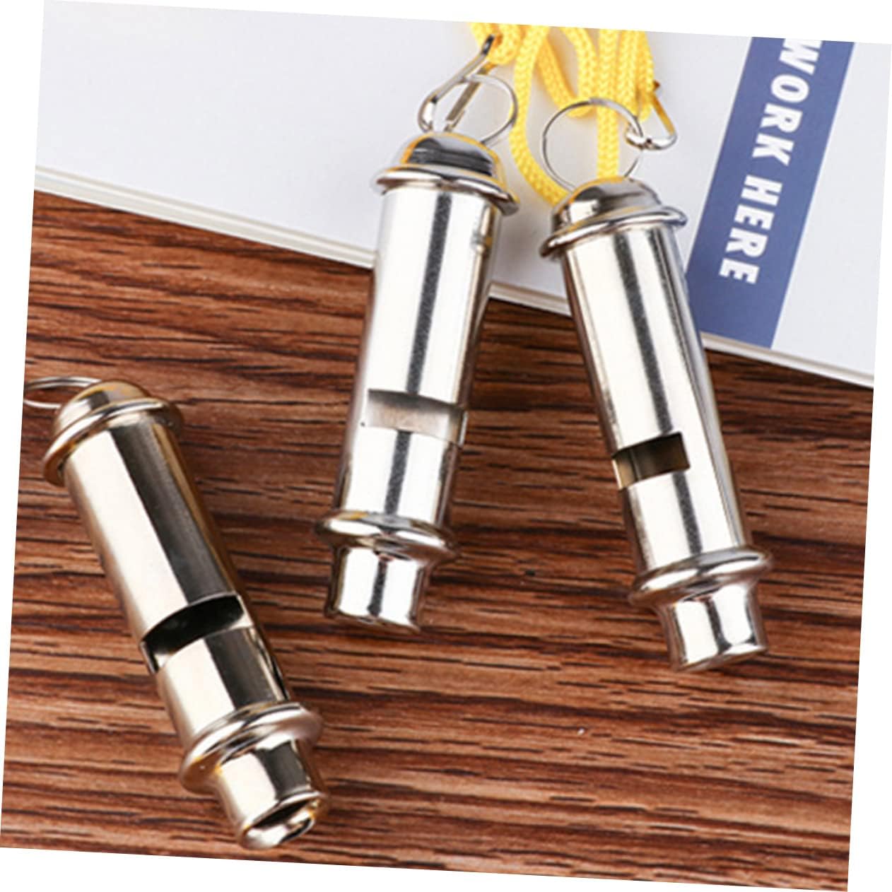 WOONEKY 3pcs Portable Stainless Steel Survival Whistle Loud Emergency Whistle for Outdoor Camping Hiking and Backpacking