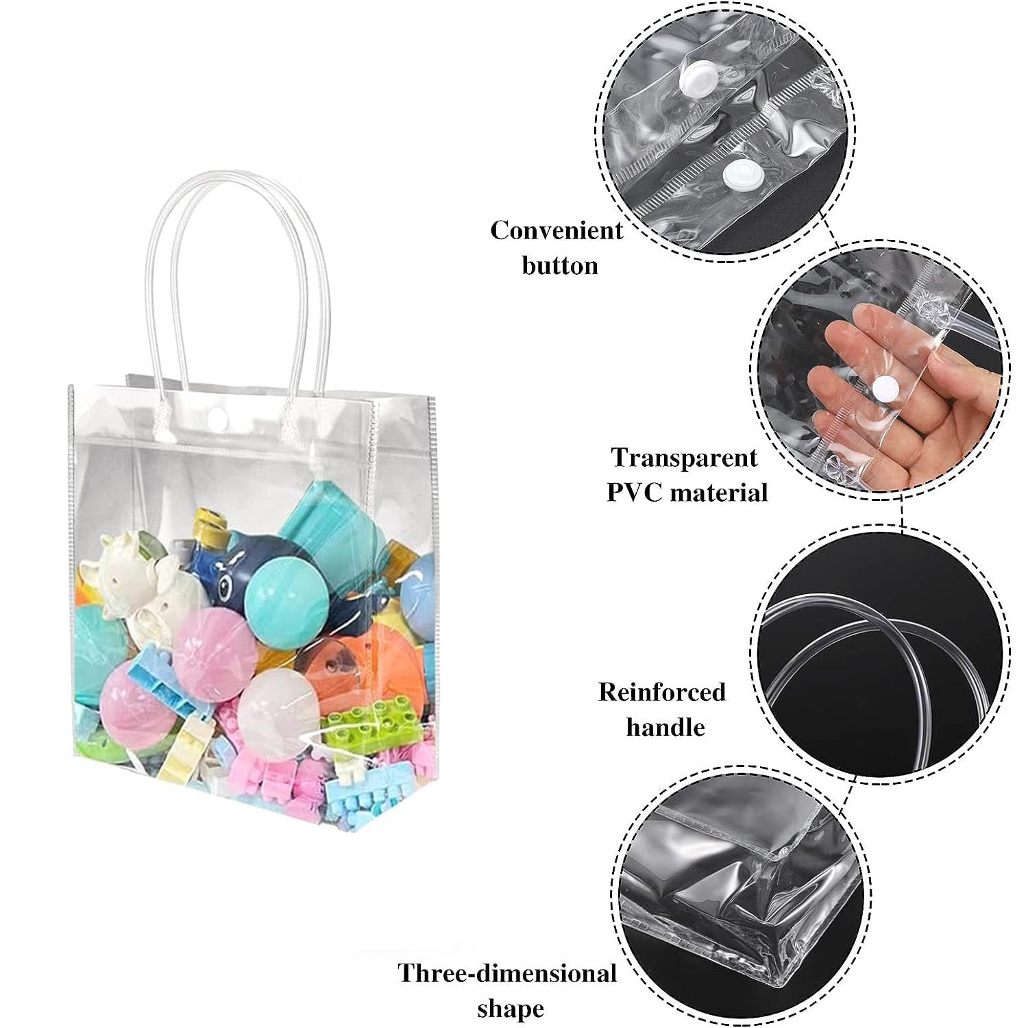 30 Pezzi Sacchetti Regalo in PVC Trasparente con Manici Sacchetti Regalo Trasparenti Sacchetti di Plastica Riutilizzabili per Confezioni Regalo per Natale Matrimonio Compleanno Shopping, 20x20x8cm