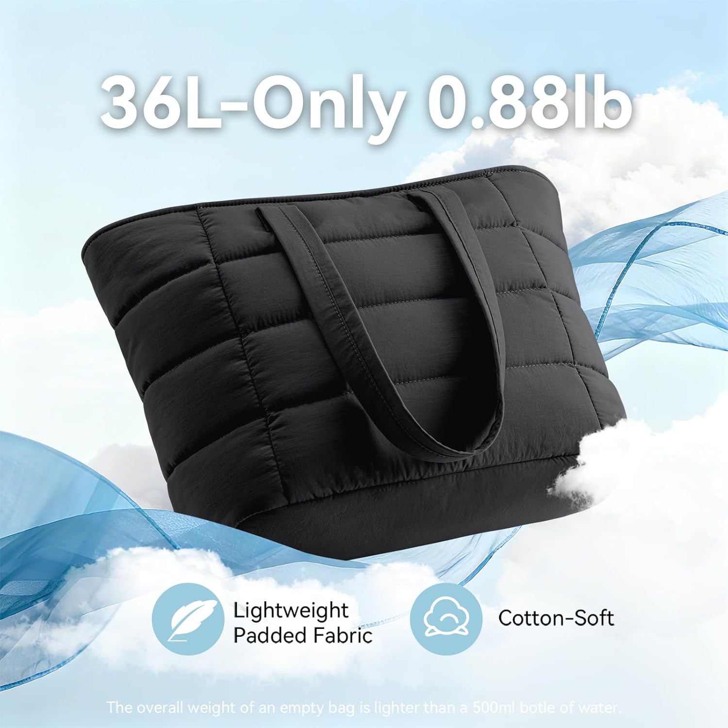 Puffer Tote Bag for Women, Lightweight Puffy Shoulder Bag with Handbag for Travel, Work, Gym, Laptop Bag for Nurse Teacher - Image 4