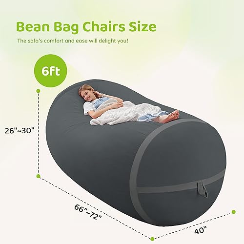 Miniatura 177 de HABUTWAY Puf gigante de 2 pies para adultos, con relleno de espuma viscoelástica, puf grande con funda de terciopelo holandés extraíble para sala de