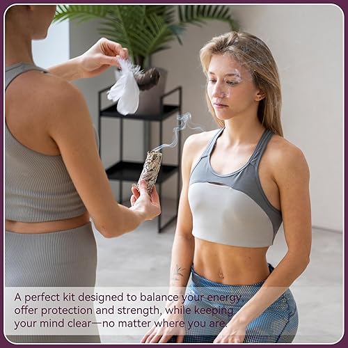 Miniatura 6 de Paquete de 3 kits de manchas de salvia de 8.5 pulgadas con palos de manchas de flores, salvia blanca California, blanco, salvia, cedro, selenita,