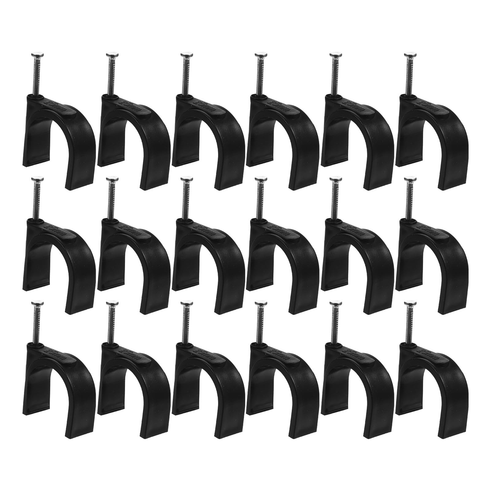 Colliers de serrage Ø25mm noirs avec clou acier pour fixation de tubes et câbles (Lot de 100)