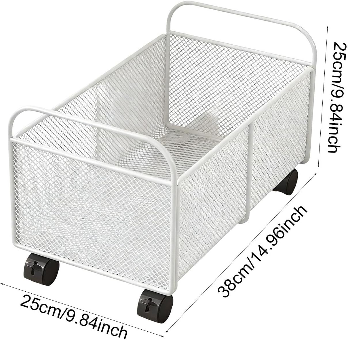 Fenteer Rolling Book File Cart File Organizer Office Supplies Easy to Use Iron Under Desk Utility Storage Cart for Daily Items Office, White, Small