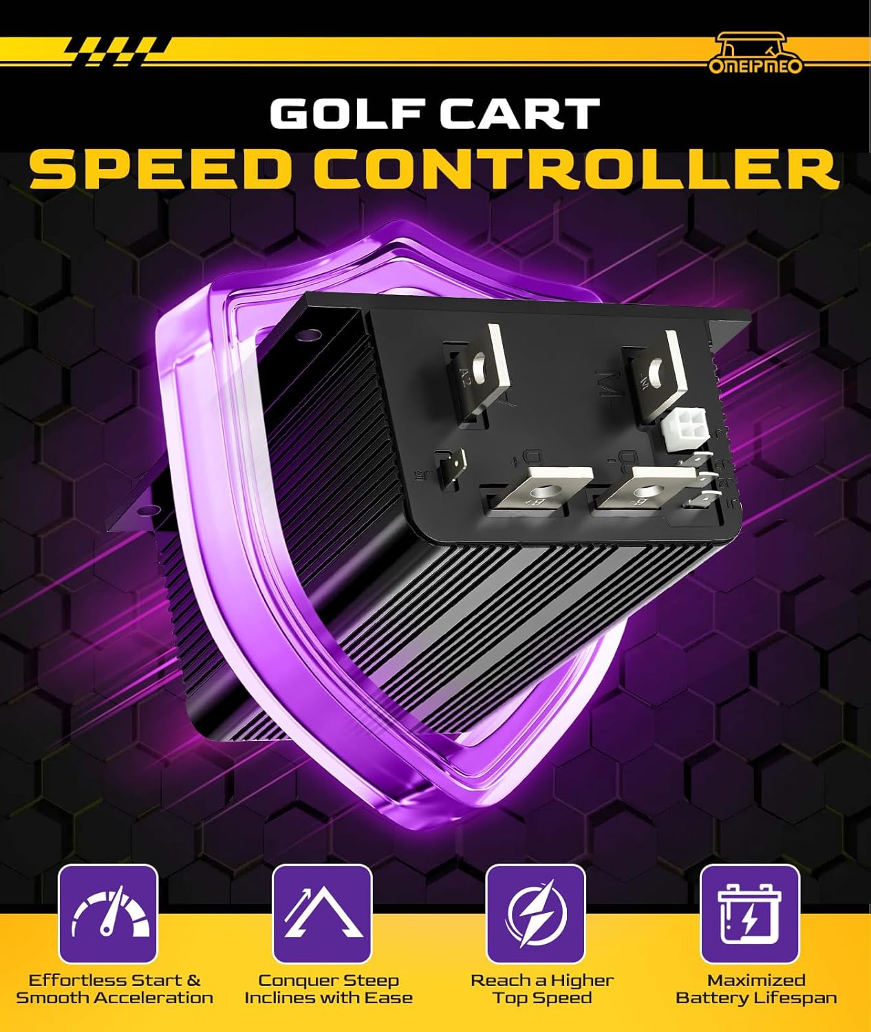 1204-410 Golf Cart Speed Controller, 48V 325A 5K-0Ω Speed Controller Fits Curtis EZGO Club Car DS 1996-UP Golf Cart, Club Car Motor Controller for 48V 325A/300A/225A, Plug and Play, Programmable