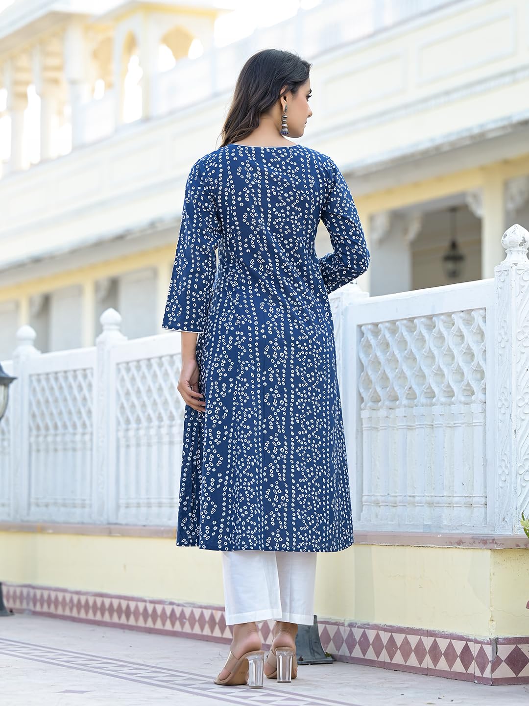 Varanga Women Floral Printed Peplum Short Kurti Blue