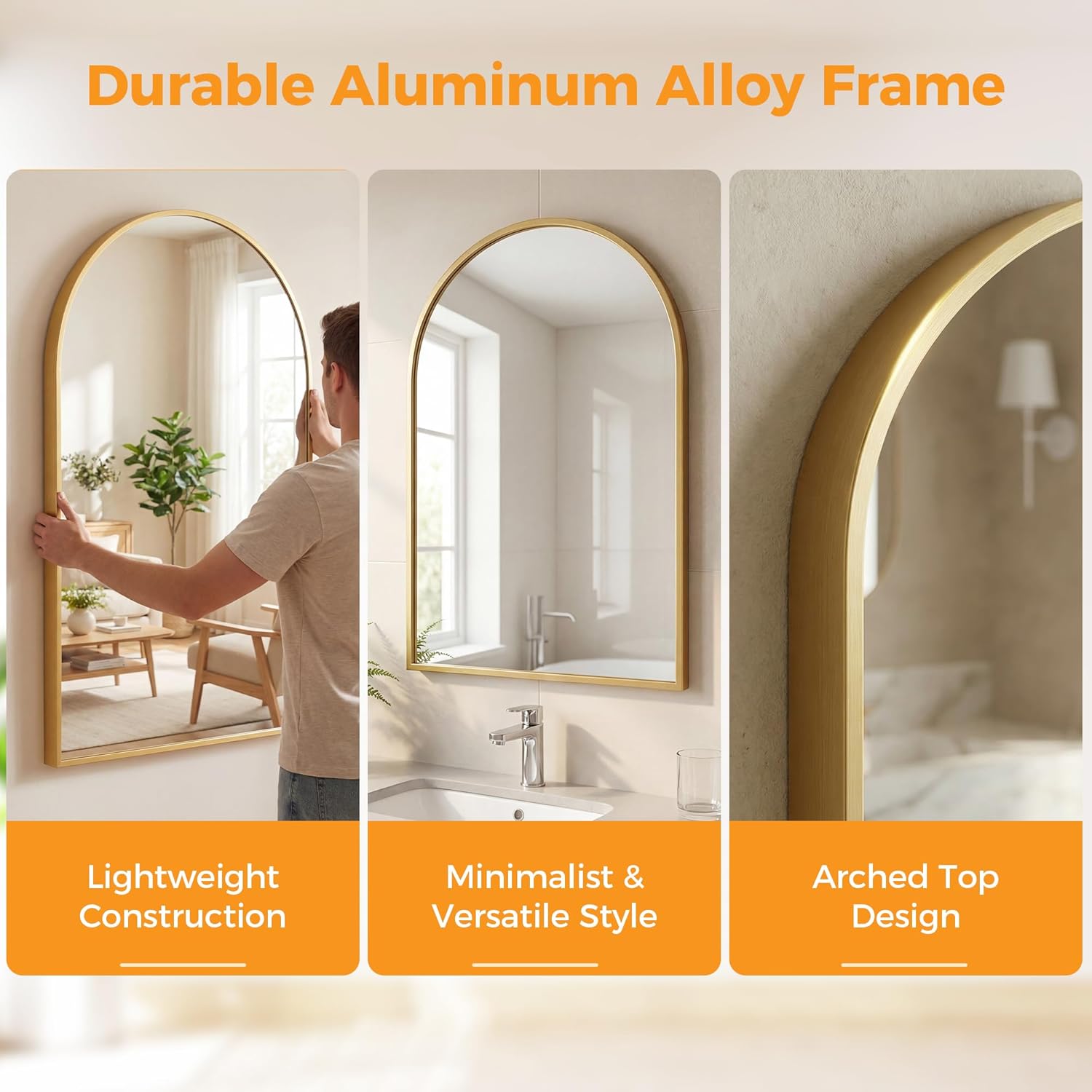 NEWBULIG Wall Mirror, Bathroom Mirrors for Over Sink, Matte Metal Framed Vanity Mirror with Tempered Glass, Entryway, Living Room, Bedroom