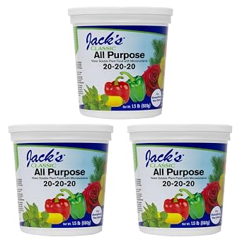 Jacks Classic 20-20-20 All Purpose Water-Soluble Fertilizer with Micronutrients to Provide General Growth on All Plants, 1.5lbs, 3 Pack