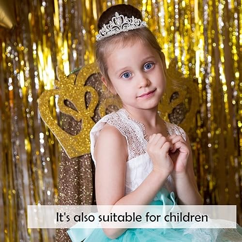 Miniatura 4 de Kit de banda y tiara de cristal de "Birthday Queen", tiara plateada y coronas para mujer, banda para niñas, juego de decoración de cumpleaños rosa,