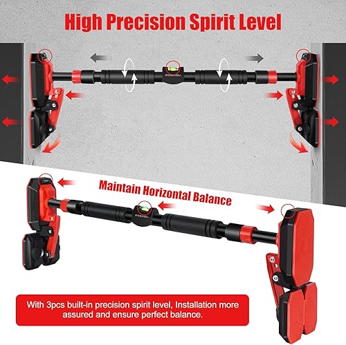 Miniatura 3 de Barra de dominadas para puerta para el hogar, 29.9-39.4 in, sin tornillos, equipo de entrenamiento en casa