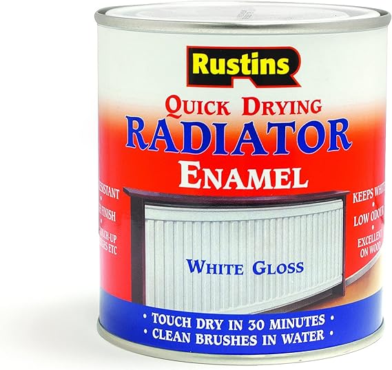 RUSTINS Quick Drying Radiator Enamel Gloss - White 500ml – Durable ...