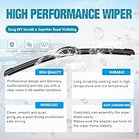 Vista 36 de VTOGOI - Limpiaparabrisas de caucho natural con gancho en J, de 21 + 20 pulgadas, para todas las estaciones (paquete de 2)