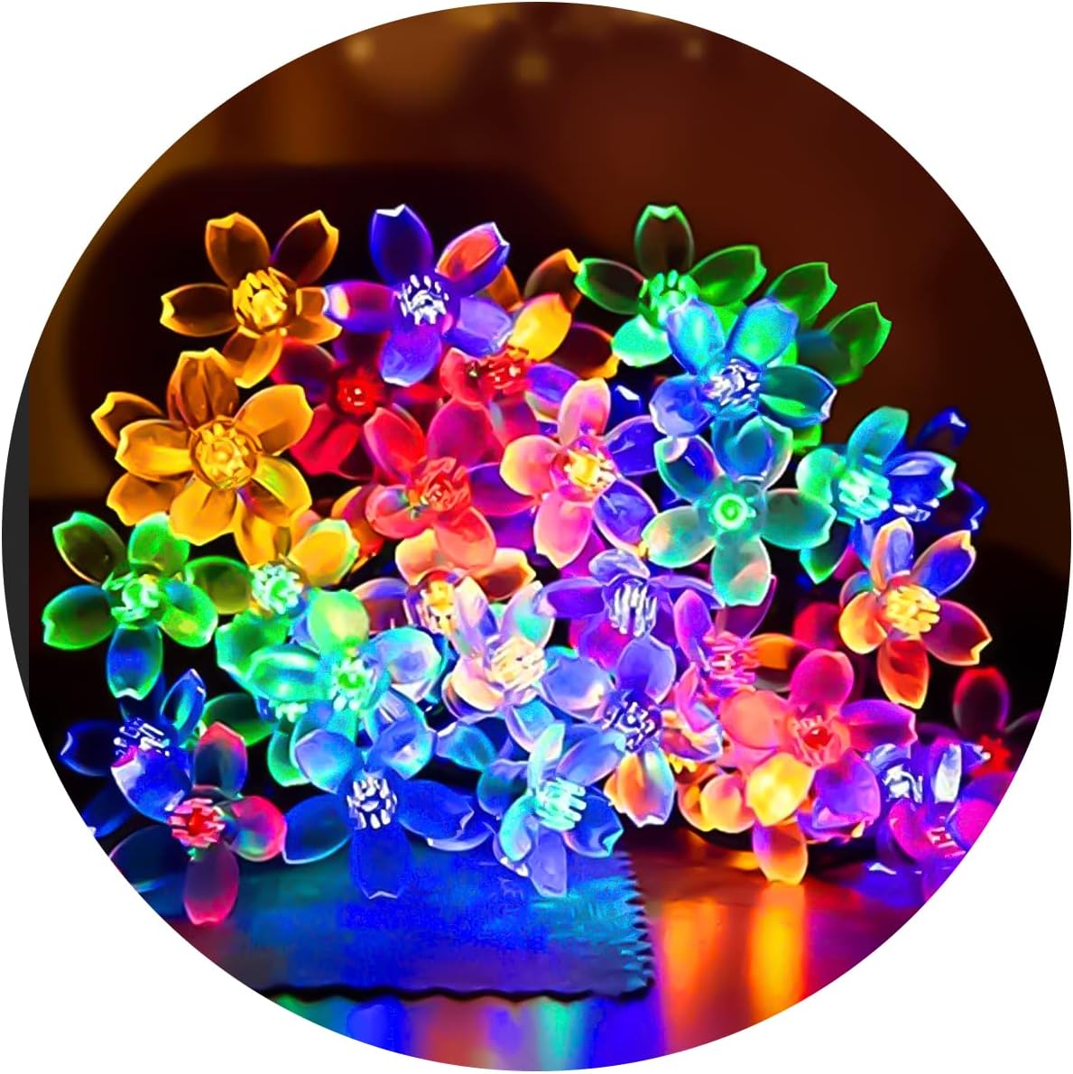 FULLBELL Flower String Lights Easter Decorative Cherry Blossom Light, 33 Feet 100 LED Fairy Lights with 8 Flash Modes for Christmas, Patio, Garden, Party, Valentine(Multicolored)