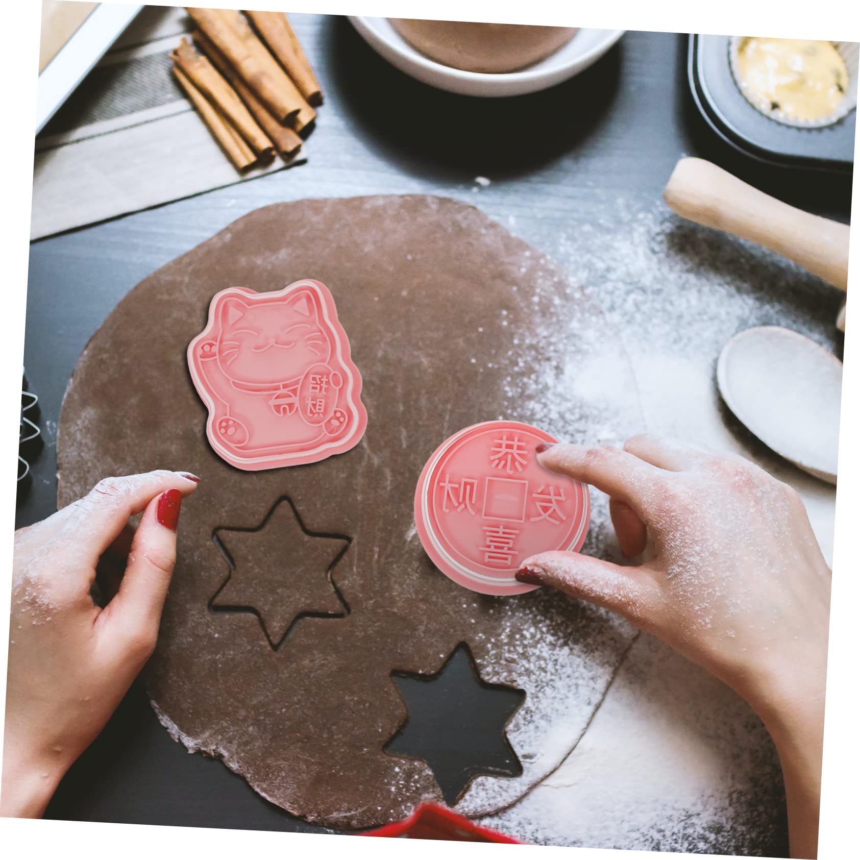 TOPBATHY 40 Stk Schablonen für das neue Jahr neujahrsgeschenke neujahr geprägte Keksausstecher Backformen für Käse weihnachtsdeko Gebäck Keksform für die Küche Kekspressformen
