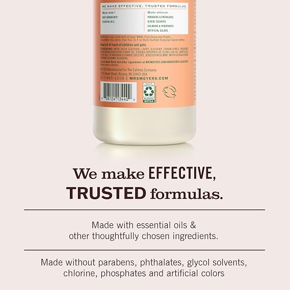 MRS. MEYER'S CLEAN DAY Multi-Surface Everyday Concentrate, Geranium Scent, 32 Fl Oz Bottle