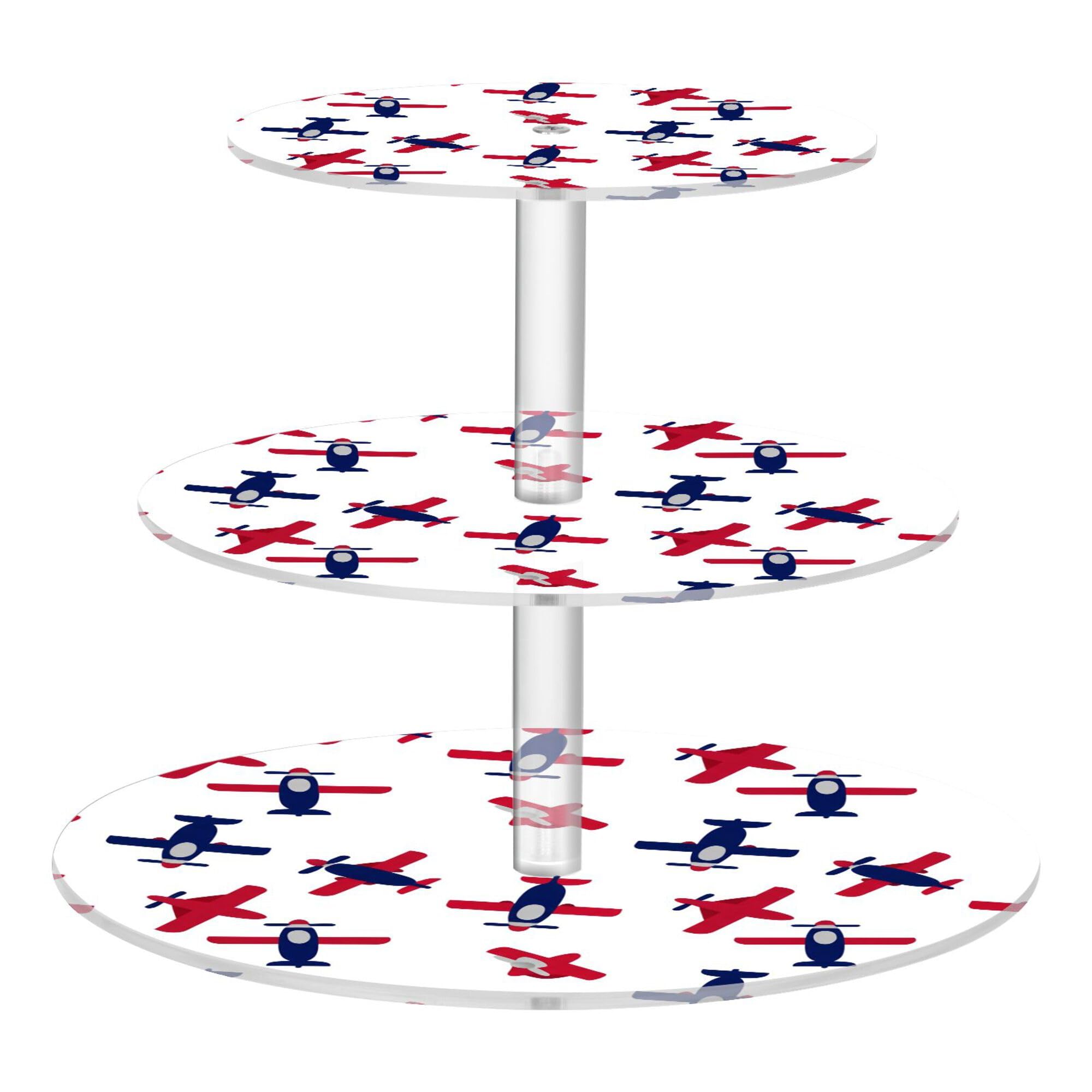 PYBUG Airplanes 3 Tier Acrylic Cupcake Stands Tower,Dessert Table Display Set for Tea Party,Wedding,Birthday, Baby Shower