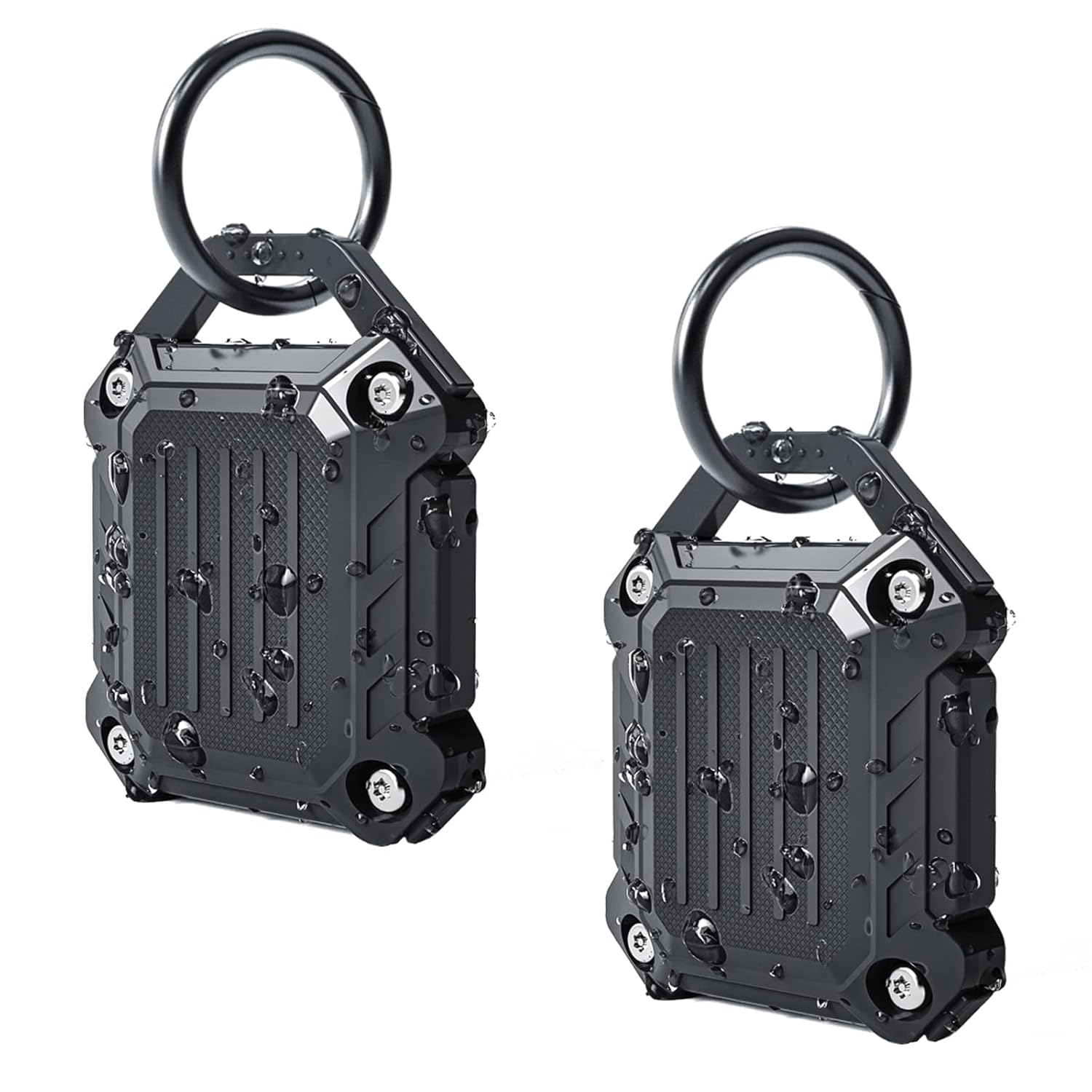 Dovick- Waterproof Airtag Keychain Holder Case Screw Full Cover Compatible with Apple Air Tag Tracker Key Ring Black
