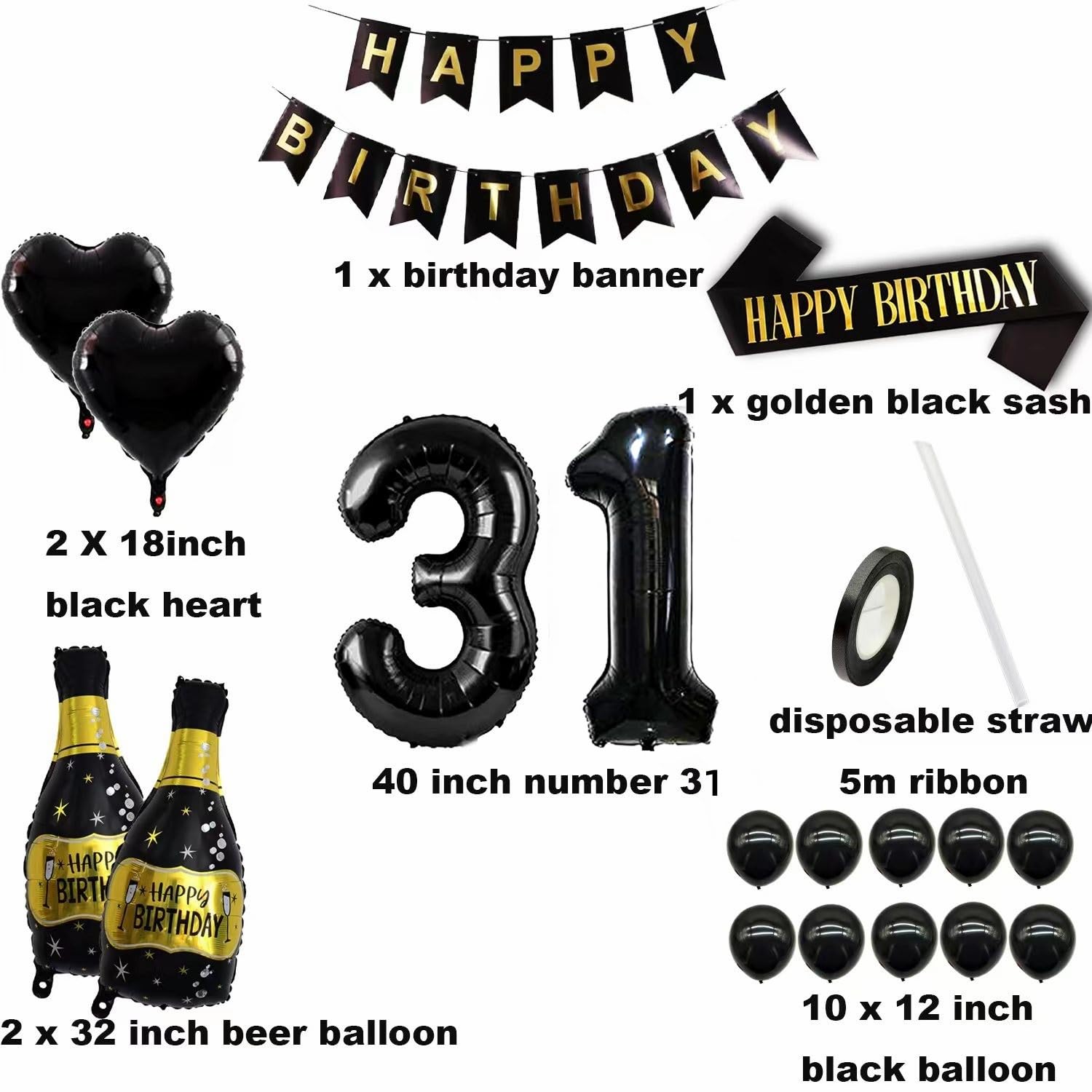 Ensemble de 31 ballons chics crème dorée | Ballons élégants pour une fête d' anniversaire | Décoration de célébration d'anniversaire - Canada